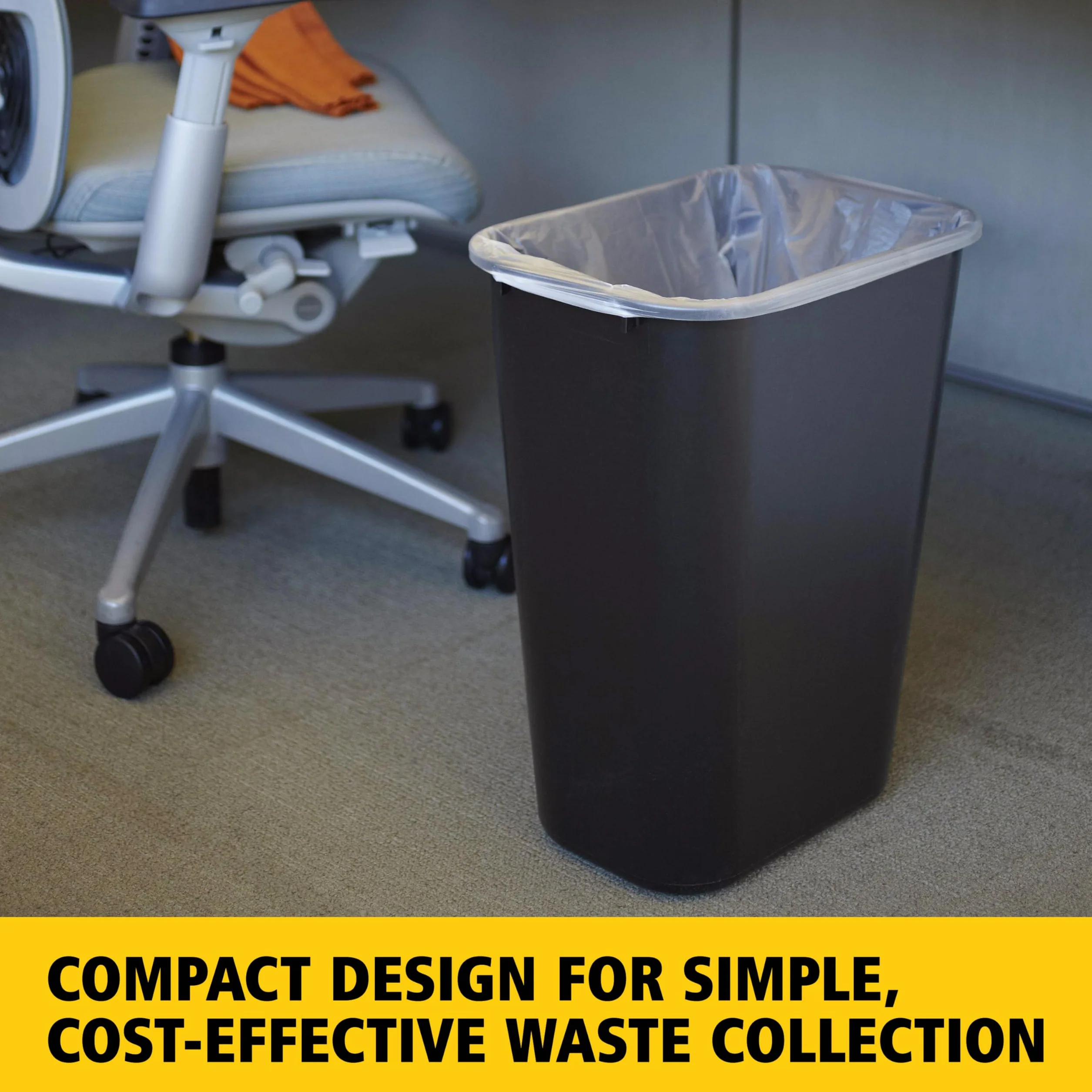 Rubbermaid Commercial Products FG295700BLA pojemnik na odpady z tworzywa sztucznego, o miękkim kształcie, prostokątny, 38,8 l, czarny