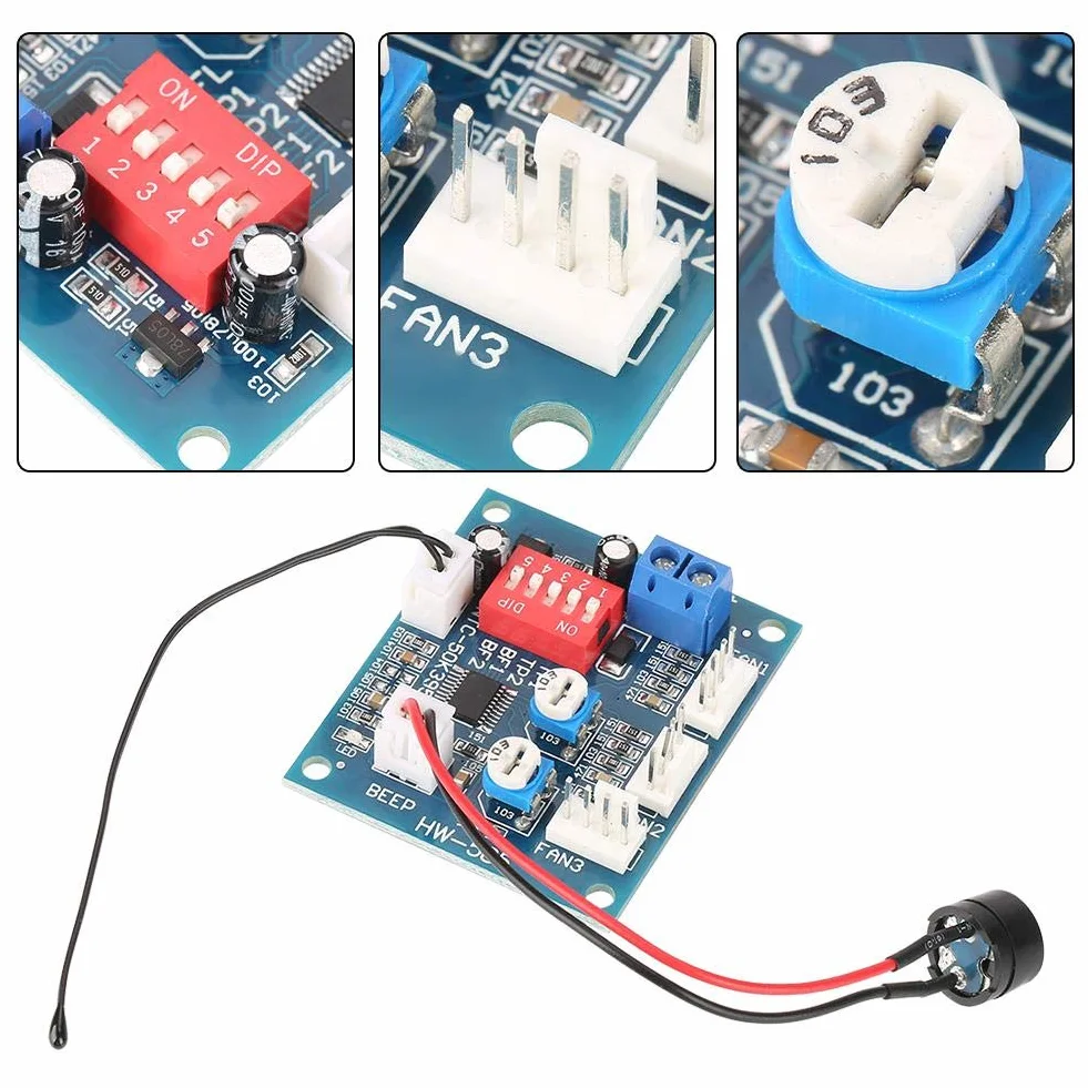 Regulator prędkości, czteroprzewodowy termostat DC 12 V Wentylator PWM Moduł regulatora prędkości do sondy PC Buzzle, kontroler wentylatora