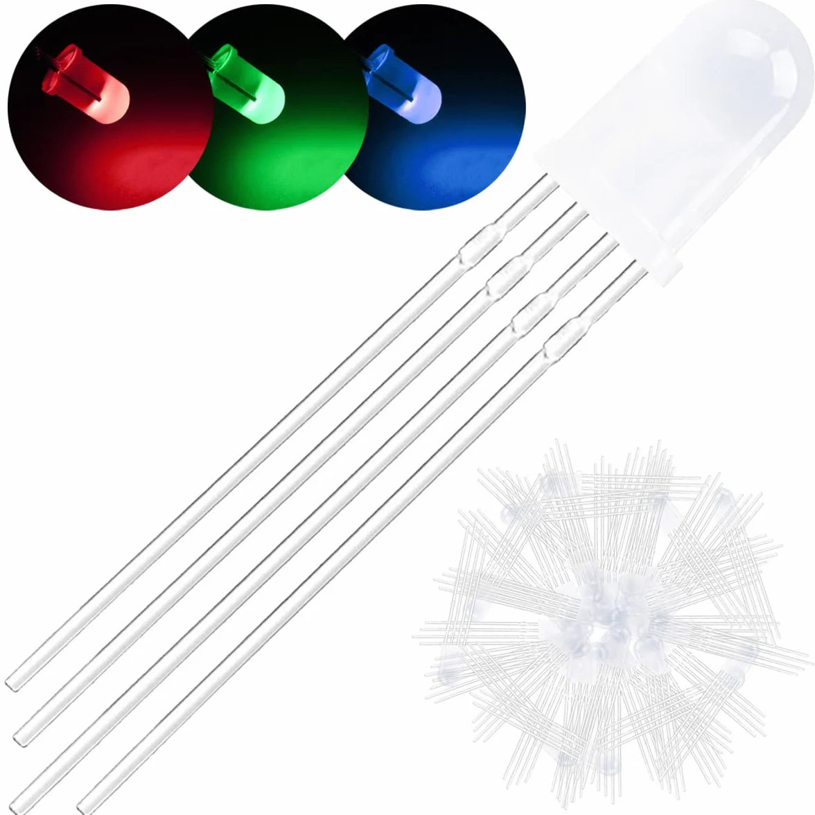 100 sztuk 5 mm dioda LED emitująca wspólną anodę DC 3V 20mA RGB Tri-Color (czerwony/zielony/niebieski) 4Pin matowe okrągłe rozproszone lampy LED Buld elementy elektroniczne do Arduino