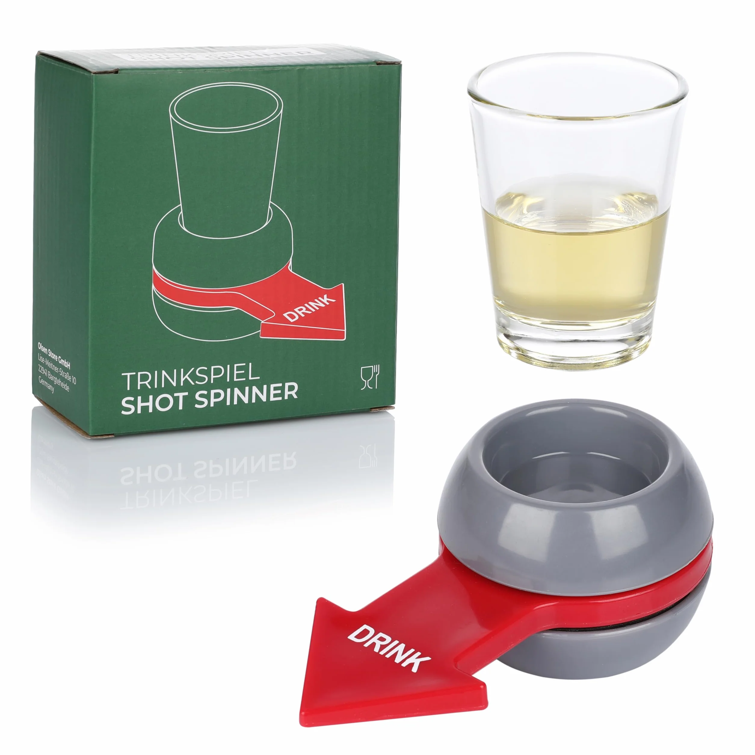 FunX Shot Spinner gra imprezowa – zabawne obracanie butelką z kieliszkiem i strzałą – gra w picie, picie na imprezy, na imprezy i spotkania towarzyskie – pojemność 2 cl