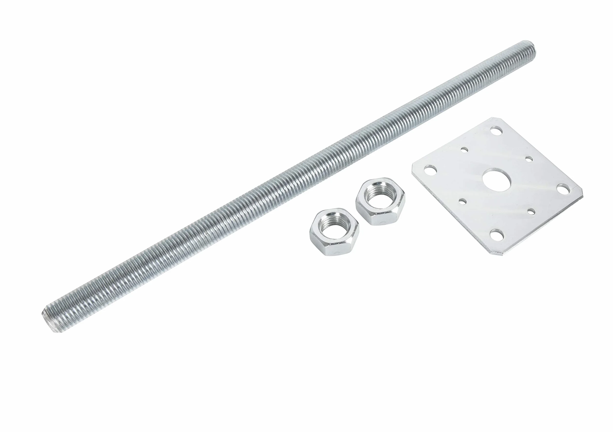 ADGO Podstawa Słupa Kotwa Regulowana Pręt Gwintowany 160 x 500 mm M24, do Betonu Zabetonowania z Regulacją, Blacha Metalowa Srebrna, 1 sztuka