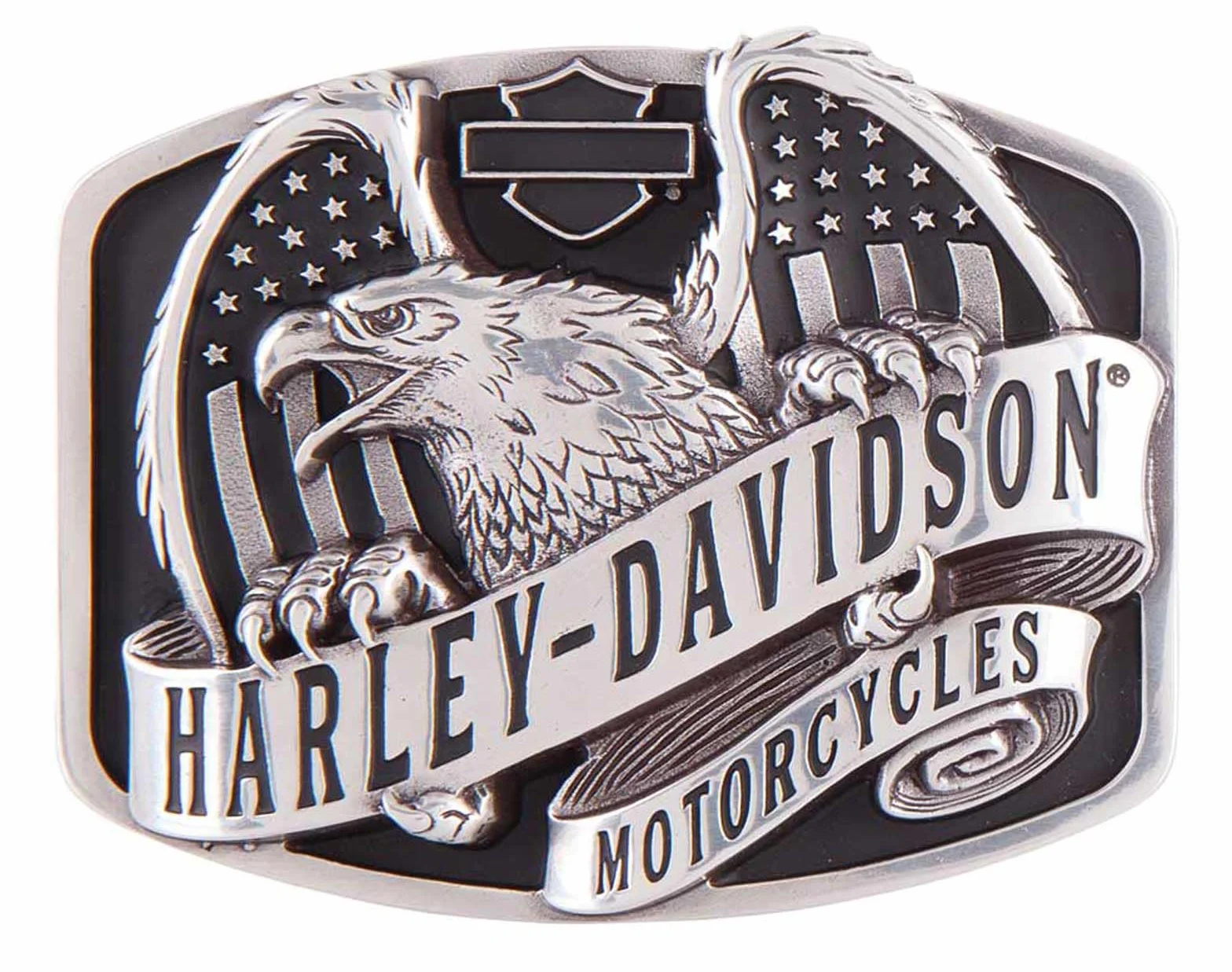 Harley-Davidson Men's Wings Over America Belt Buckle, Antique Silver HDMBU11402