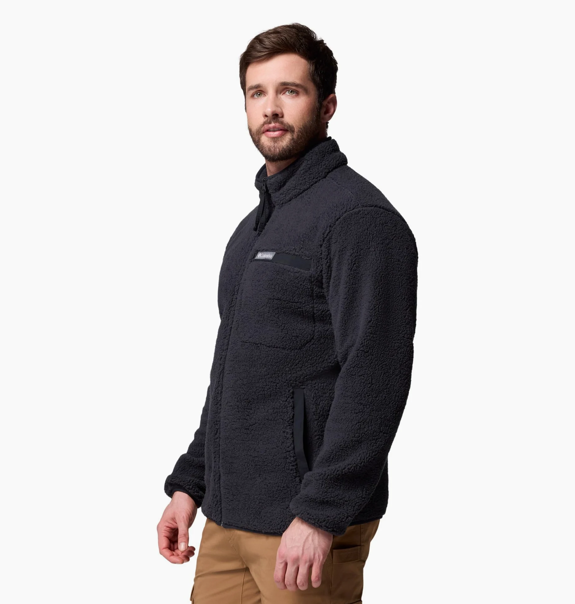 Columbia Męska kurtka polarowa Rugged Ridge z wysokim runem, zamek błyskawiczny na całej długości, czarna, XL