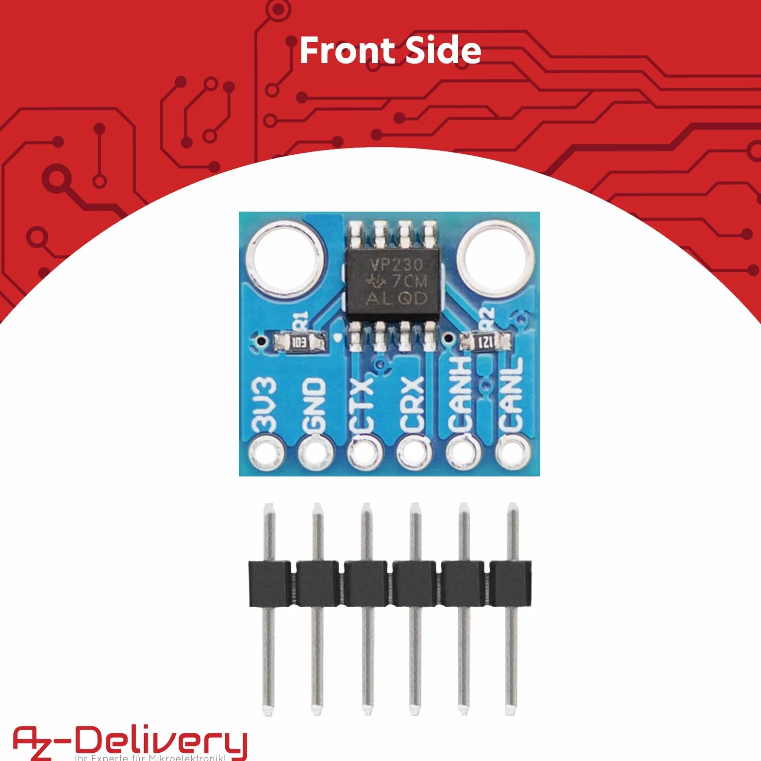 AZDelivery CAN-Bus Breakout Board – szybka warstwa fizyczna, VP230, kompatybilna ze standardem ISO 11898-2