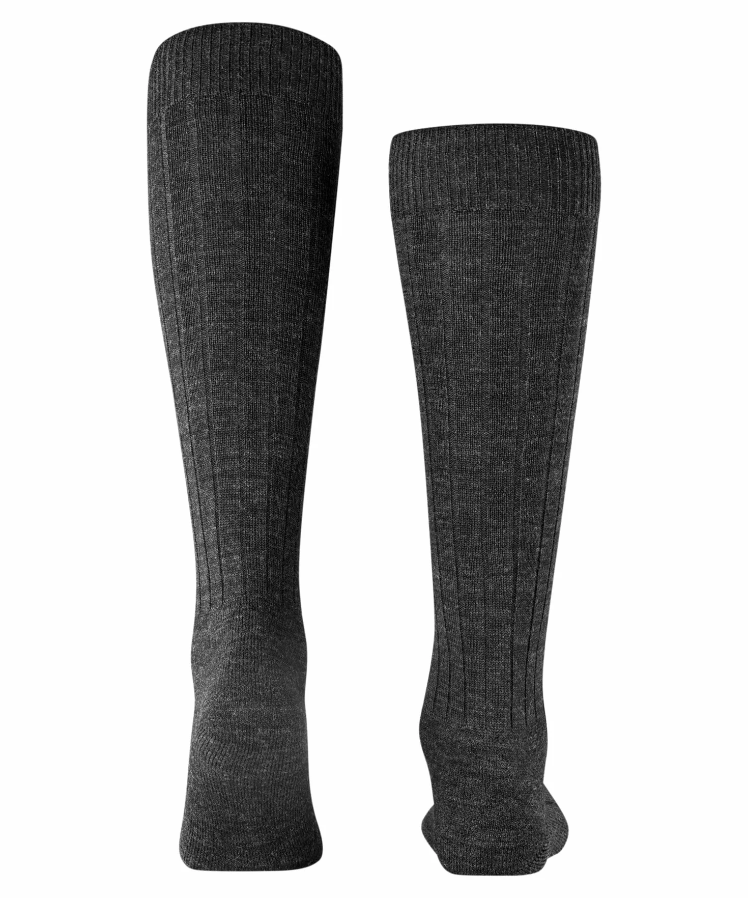 FALKE Mężczyźni Podkolanówki Teppich Im Schuh M Kh Wełna długie jednokolorowe 1 Para, Szary Anthracite Melange 3080, 43-44