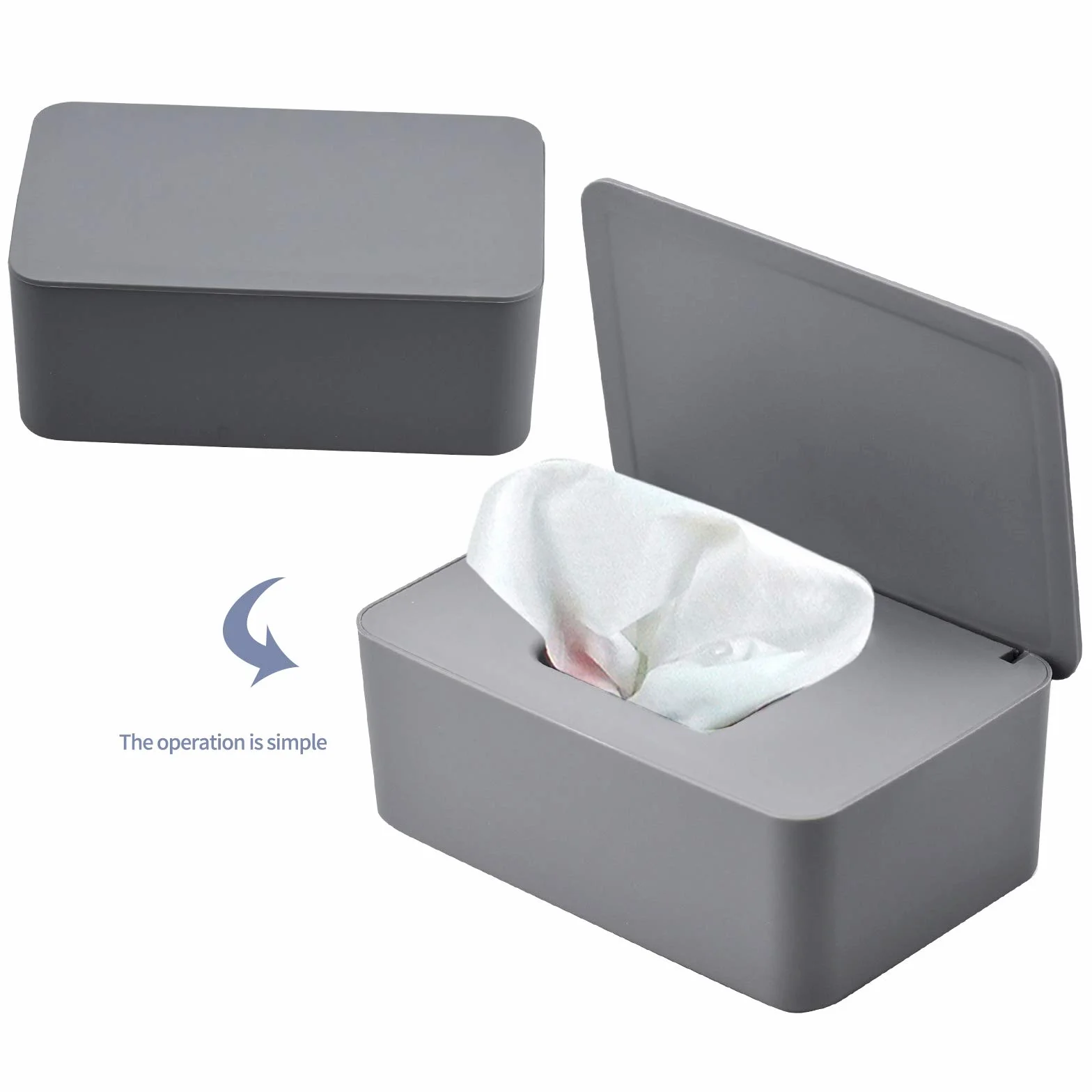 Pojemnik na chusteczki pojemnik na mokre chusteczki dla niemowląt pojemnik na chusteczki plastikowe pudełko na serwetki uchwyt na papier toaletowy z uszczelką do domu biura samochodu, szary