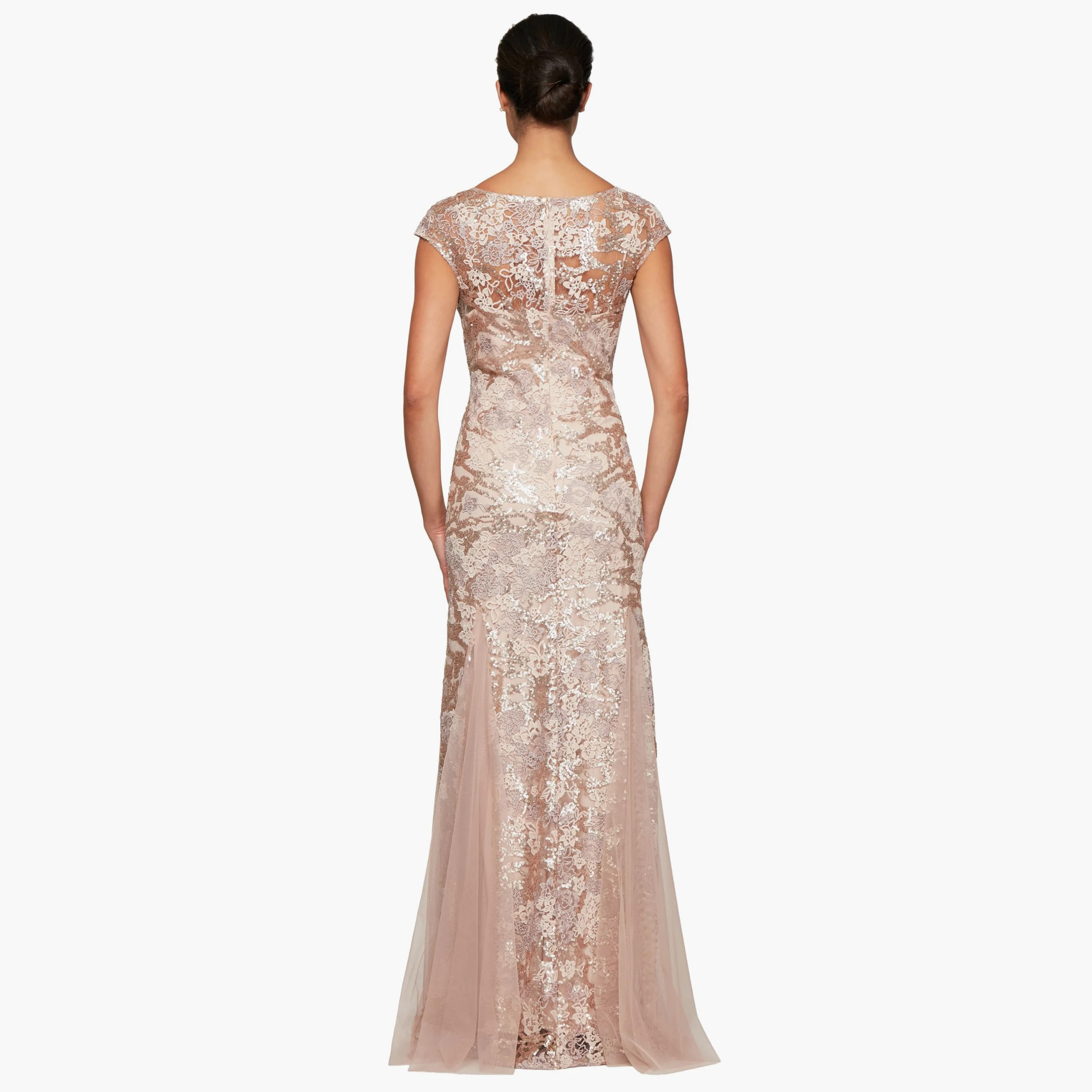 Alex Evenings Sukienka damski Embroidered Dress with Illusion Neckline
