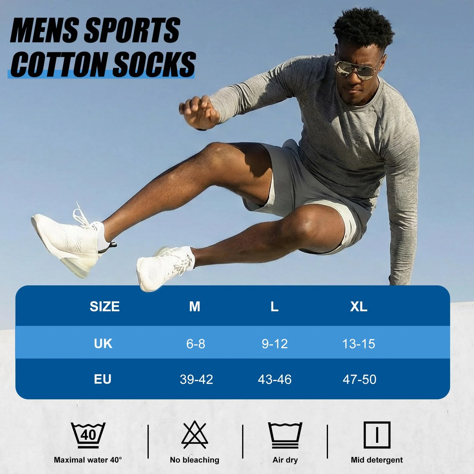 Niofind Męskie Skarpety Sportowe Do Kostek 6 Par, Amortyzujące Unisex, Bawełniane Oddychające Szybkoschnące, Do Biegania Dojazdów Pieszych Wędrówek, Klasyczne Czarne/Białe/Szare