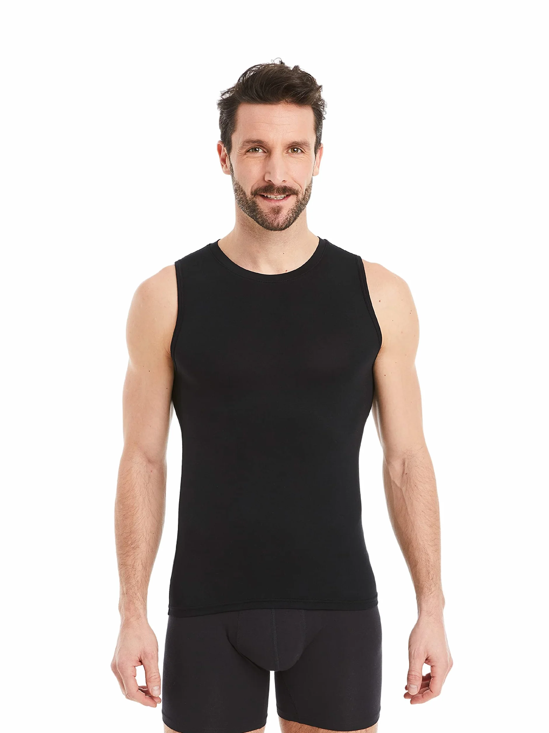 FINN Biznesowy podkoszulek męski bez rękawów z okrągłym dekoltem - podkoszulek męski Tank Top z oryginalnego materiału Lenzing® Modal