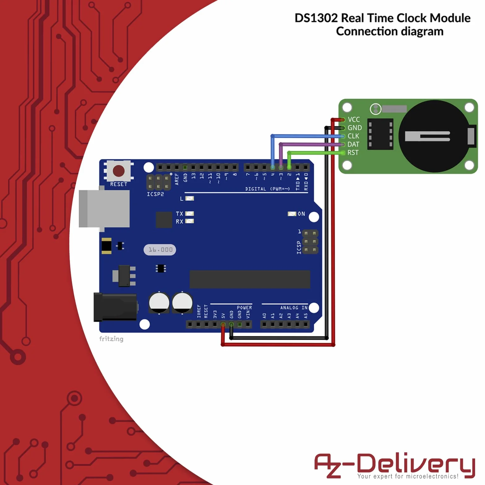 AZDelivery 5 x DS1302 Szeregowy zegar czasu rzeczywistego RTC Moduł zegara czasu rzeczywistego kompatybilny z Arduino i Raspberry Pi w tym E-Book