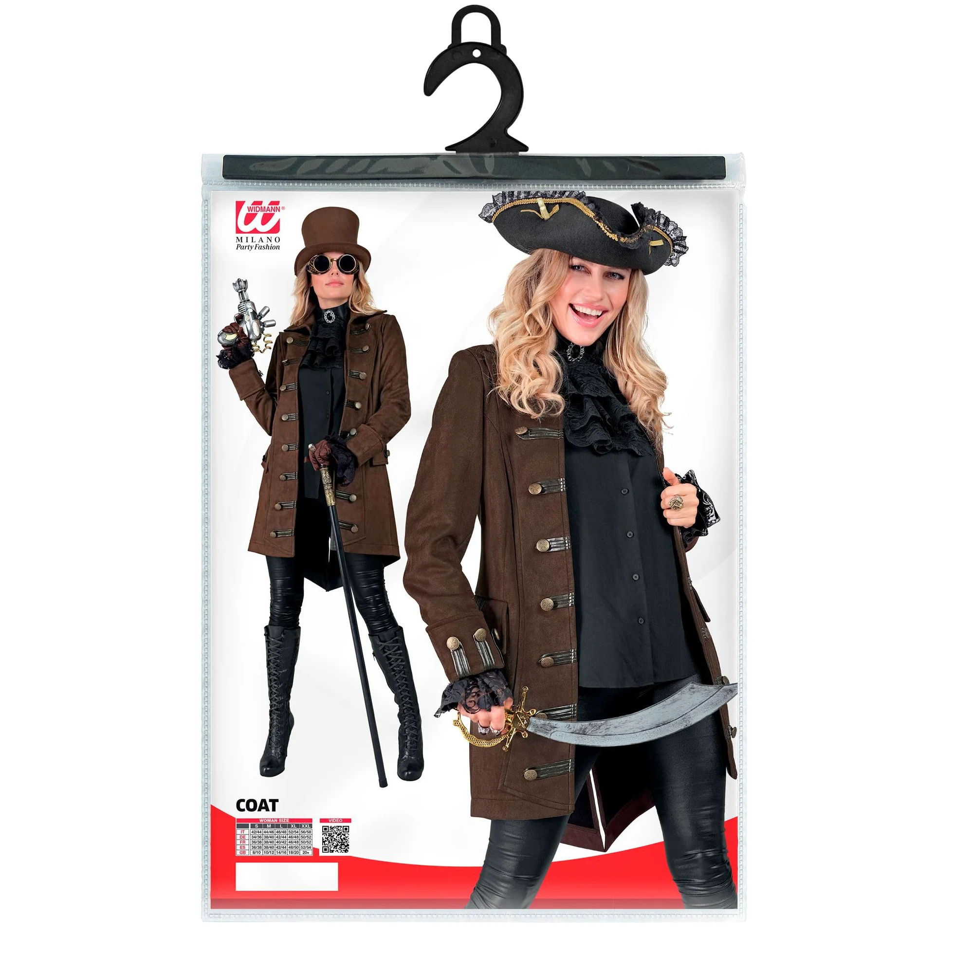 W WIDMANN MILANO Party Fashion - Historyczny płaszcz dla kilku postaci, kostiumy pirackie, steampunkowe, karnawałowe
