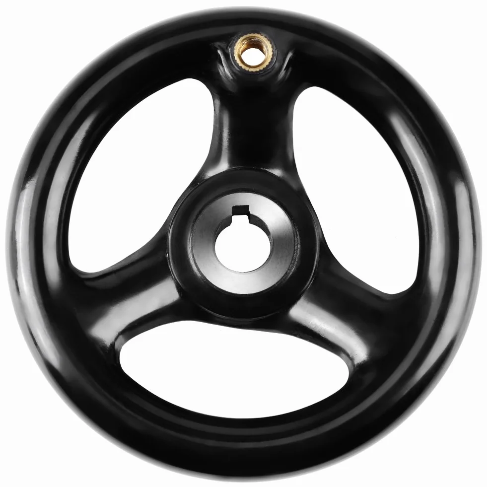 Koło ręczne 12 * 125 mm z rękojeścią obrotową, kółko do frezowania, koło ręczne 3-ramienne w kolorze czarnym z rękojeścią obrotową do tokarki i frezarki