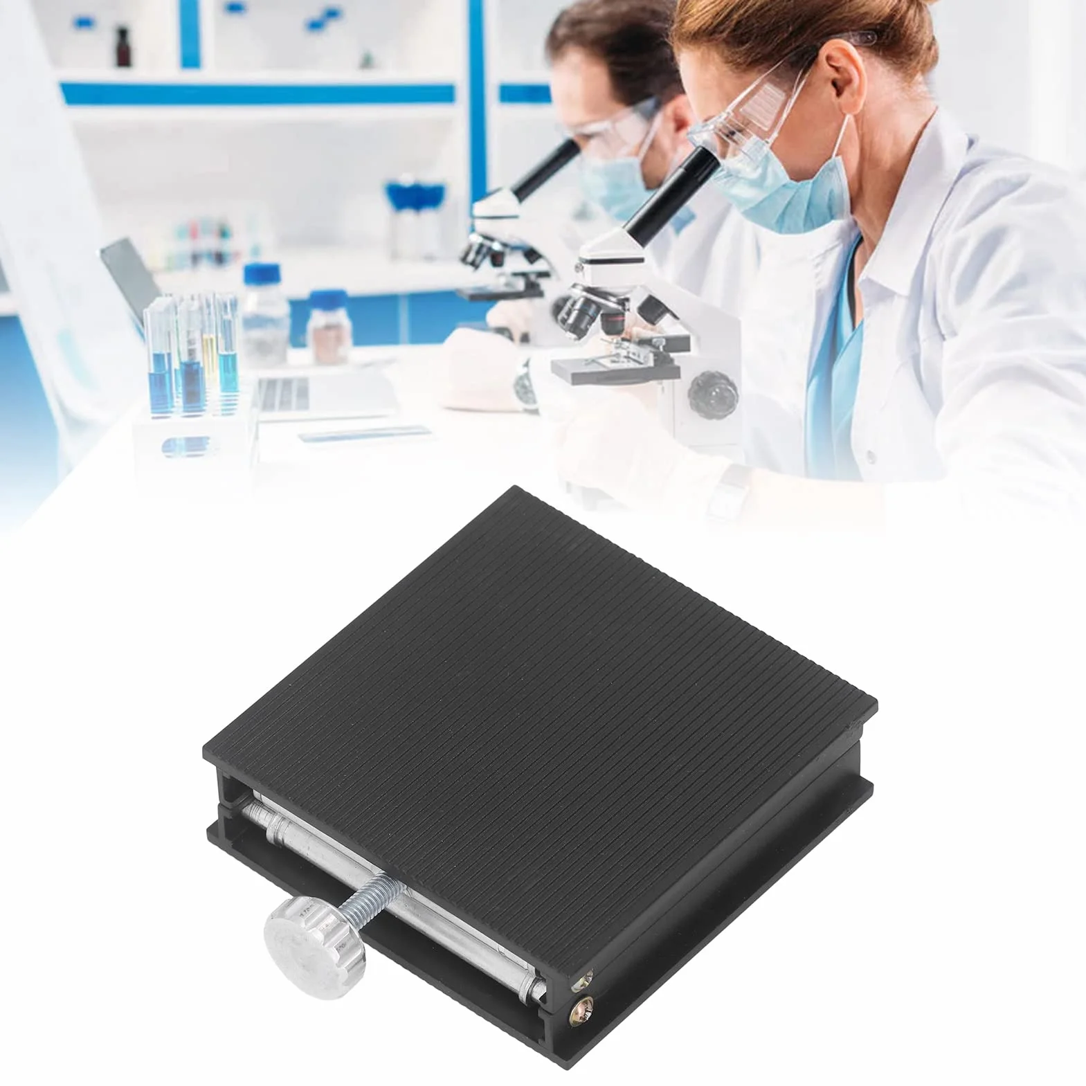 Regulowany Stojak Podnoszący Laboratoryjny, 90x90mm, Stop Aluminium, Platforma z Regulacją Wysokości 26-90mm, Czarny, Nośność 30kg