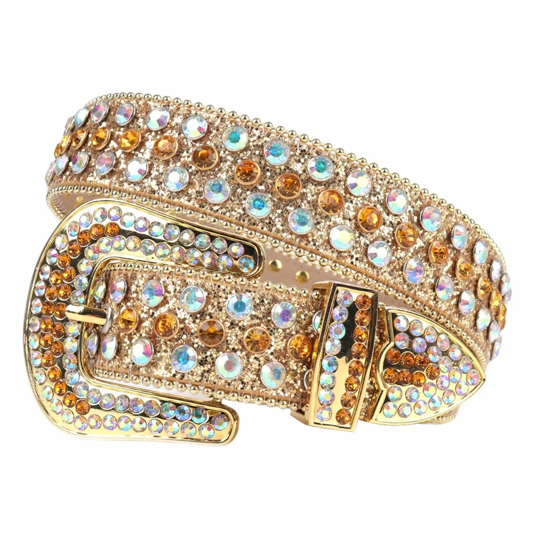 Różowy kryształ górski pasek damski męski jakość kryształ wysadzany paskiem mężczyzna kobiety Ceinture Femme Cinto De Strass do dżinsów deeratywny kolorowy złoty 116 cm