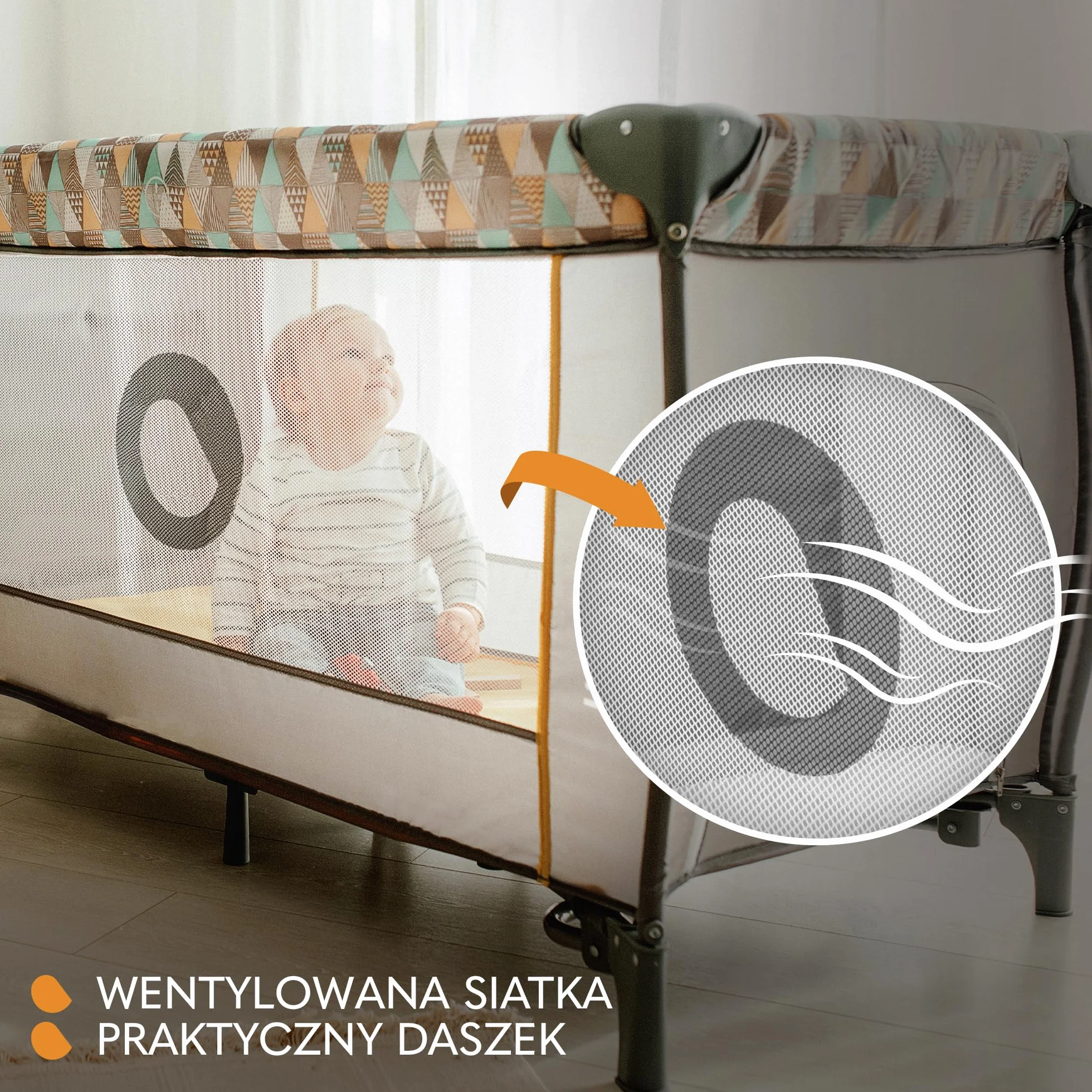 LIONELO Sven Plus 2 w 1, Łóżeczko Turystyczne, Przewijak, Moskitiera, Funkcja Bujania, Baldachim z Moskitierą, Zabezpieczenie przed Złożeniem, Wejście Boczne