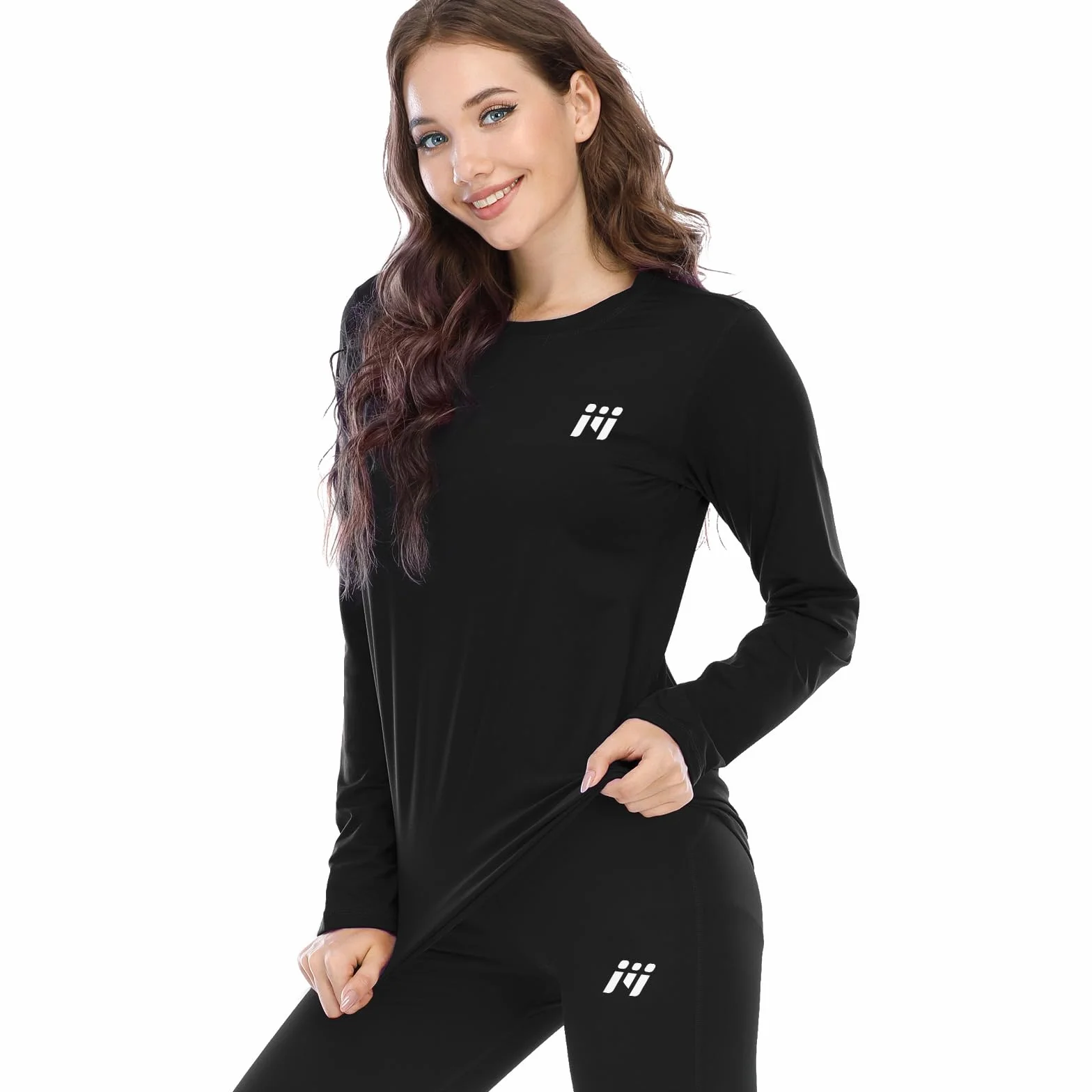 MEETWEE Damska koszulka termiczna z długim rękawem Kompresja bielizna Sport T-Shirt Baselayer Racing