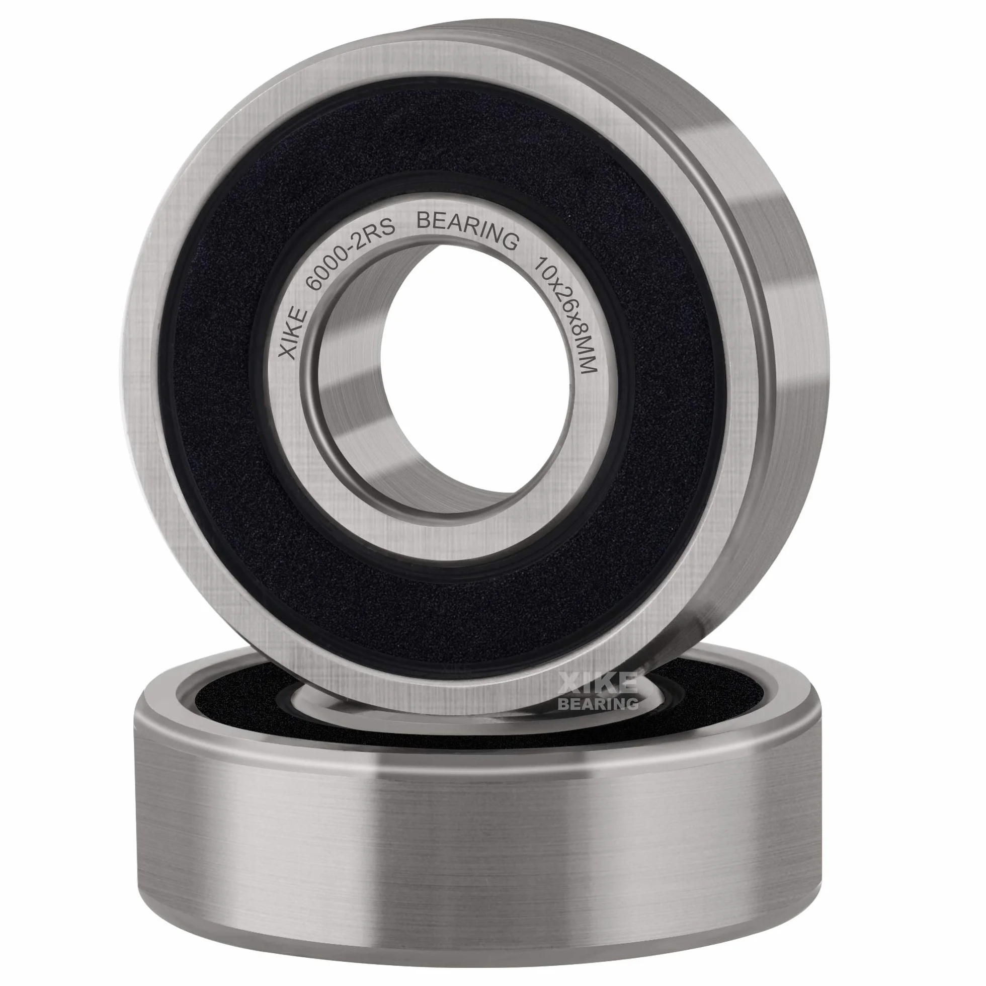 XiKe 2 szt 6000-2RS Łożyska kulkowe 10x26x8mm Gumowe uszczelnione 6000RS Stal chromowa łożyska kulkowe zwykłe.