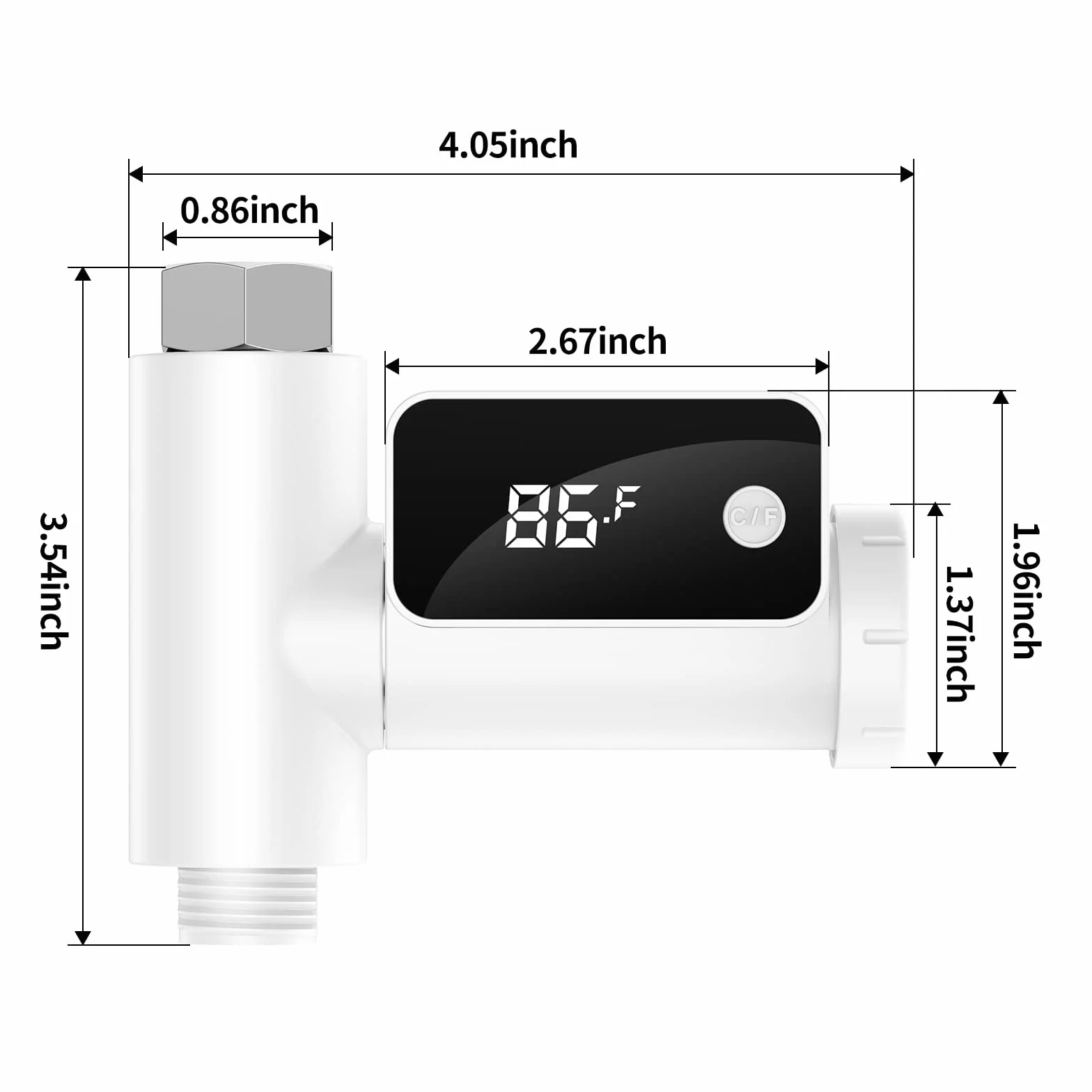 Cyfrowy termometr prysznicowy LED, monitor temperatury przepływu wody z obrotowym wyświetlaczem 360°,Wyświetlanie temperatury od 5 do 85 ° C, Przyjazny dla dzieci i zwierząt domowych