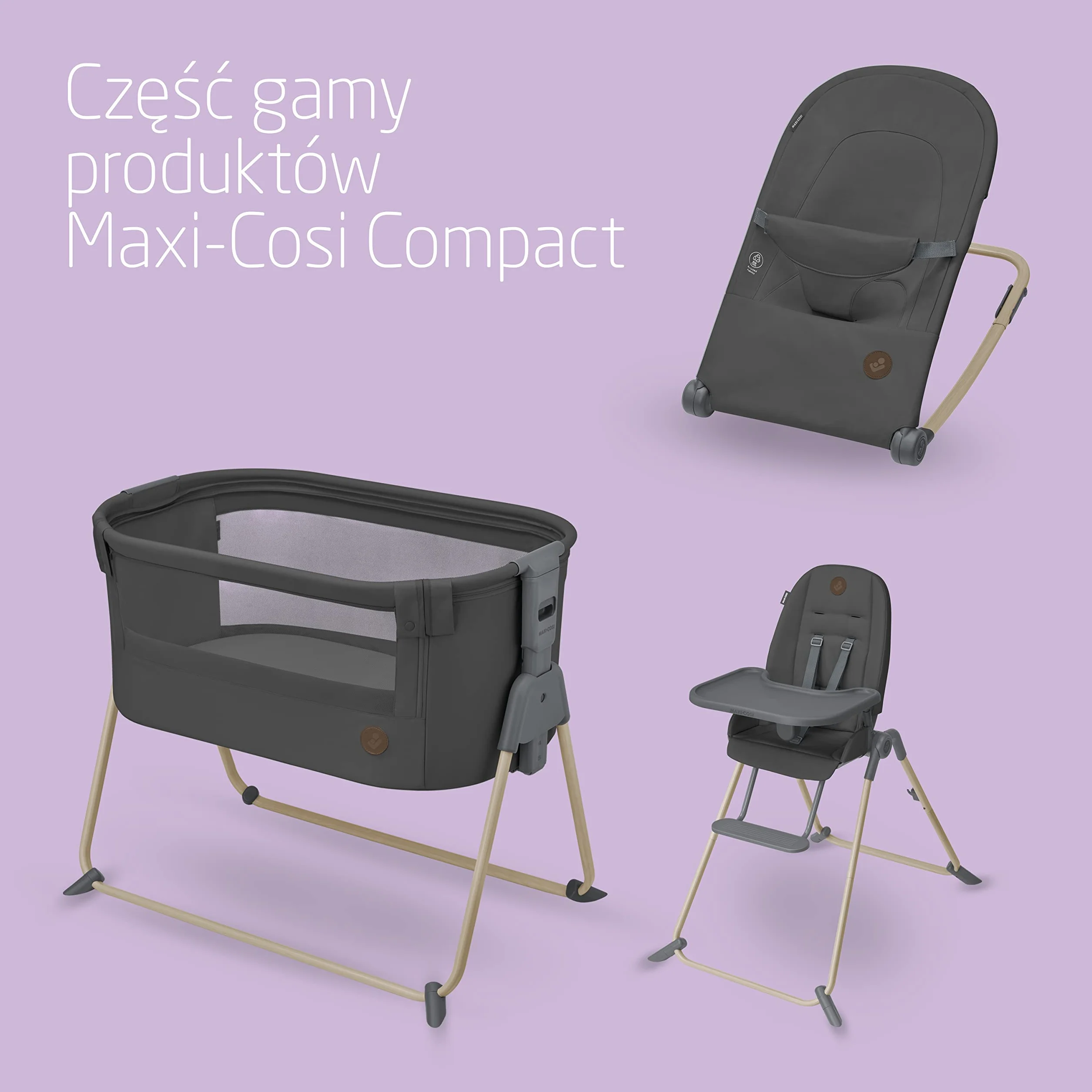 Maxi-Cosi Tori 2 w 1 Łóżeczko dostawne, Kołyska dostawna, kompaktowe składanie, Lekkie, 5 opcji wysokości, Przenośne łóżeczko dostawne z oddychającą siateczką, 0–6 mies, 0–9 kg, Beyond Graphite
