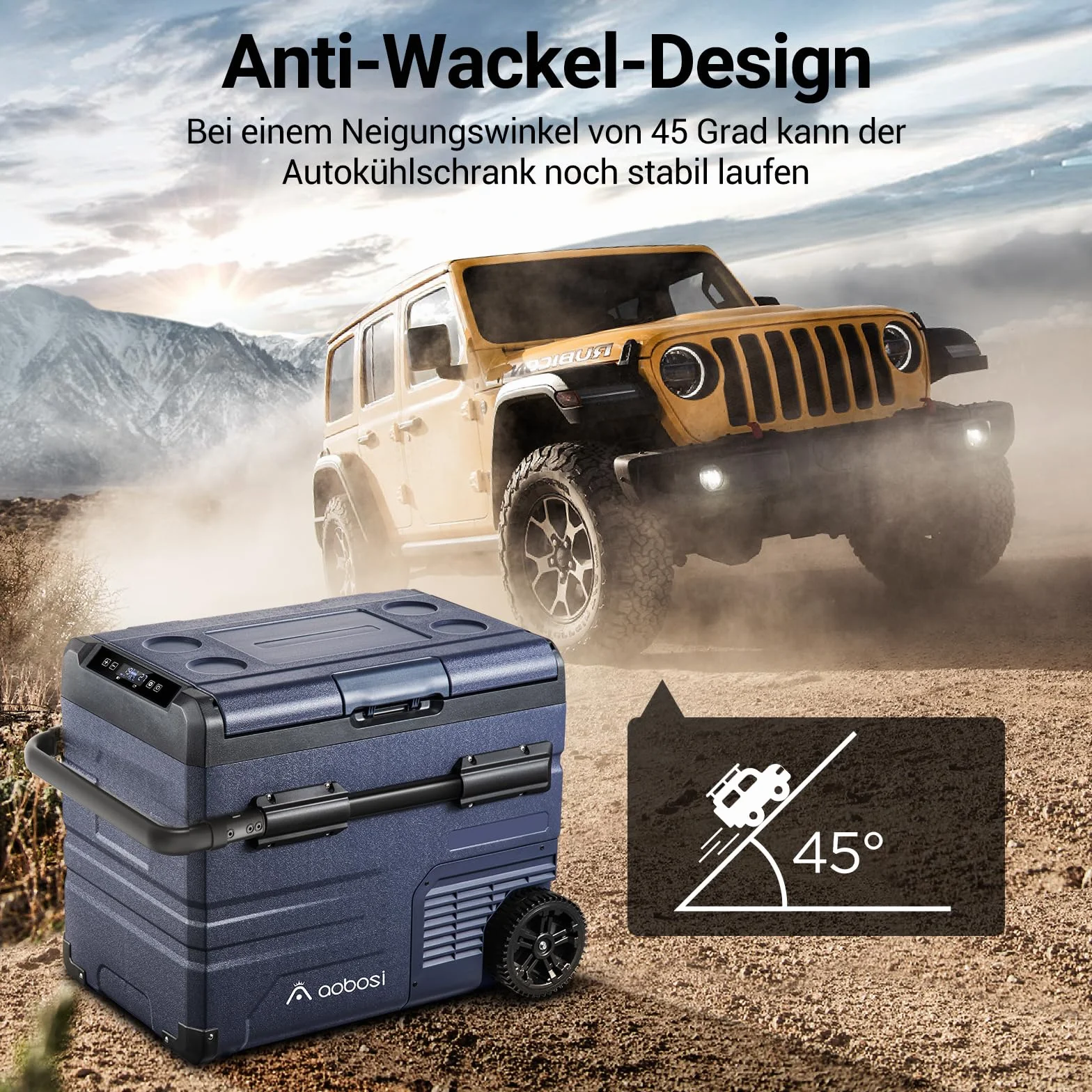 AAOBOSI 45 l kompresorowa lodówka podróżna Dual Zone, sterowana WiFi APP, obsługa dotykowa LED, złącze USB, 12/24 V i 100-240 V, do -20 °C, elektryczna lodówka do samochodu, ciężarówki, łodzi, kampera