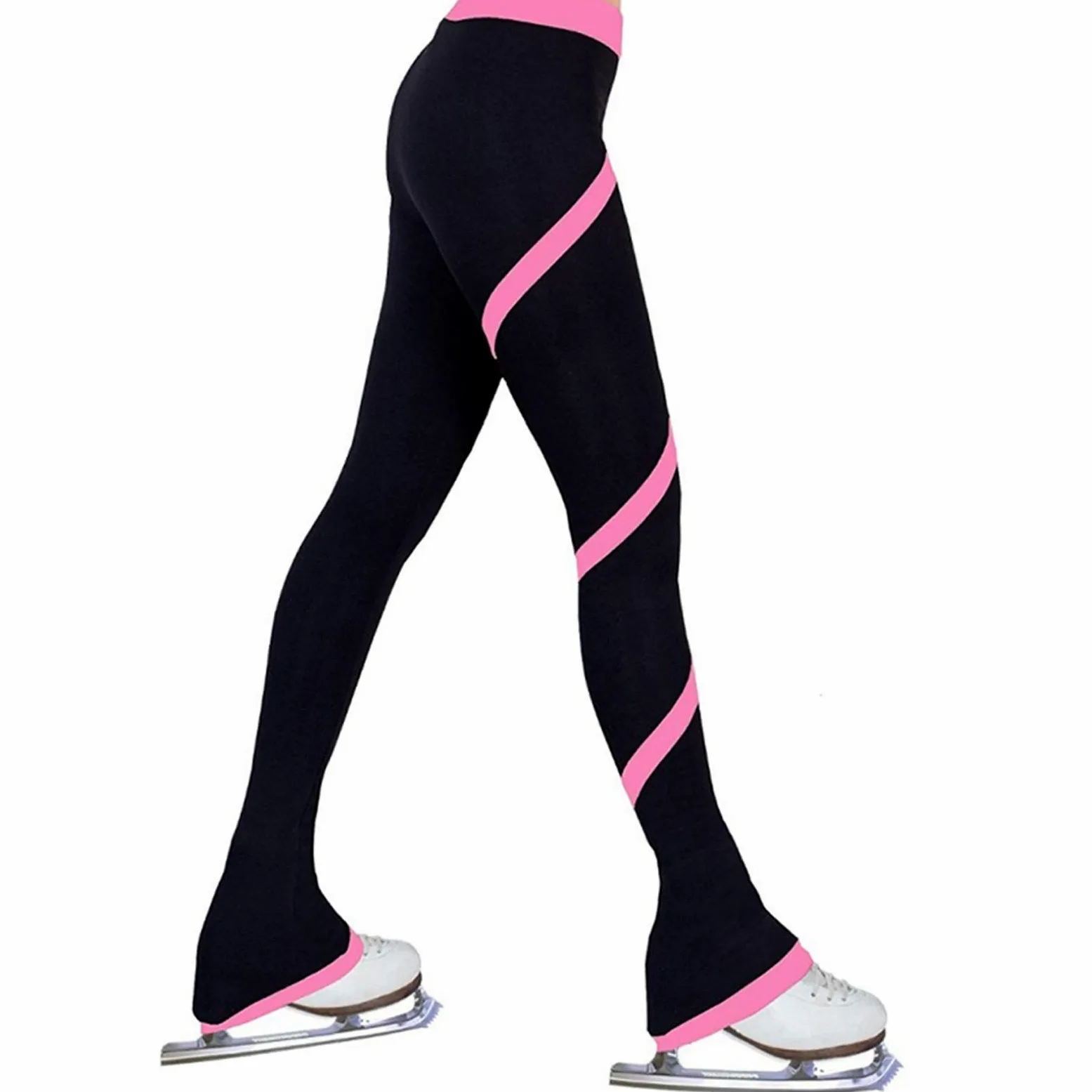 Damskie dziewczęce spodnie do jazdy figurowej, spiralne spodnie do jazdy figurowej, dziewczęce, polarowe legginsy treningowe, odzież sportowa do zawodów treningowych (kolor: A, roz