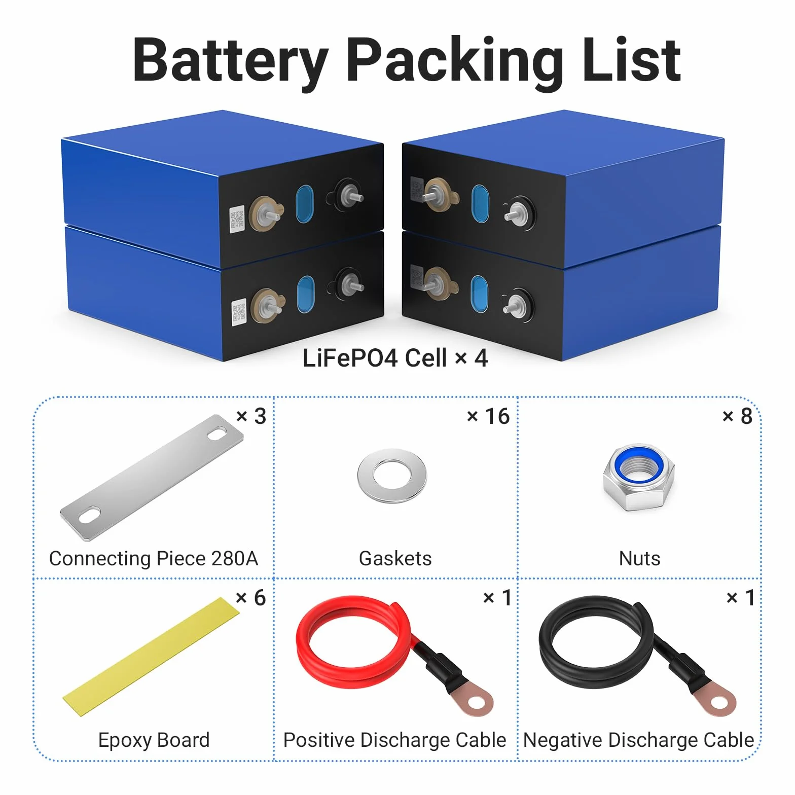 12 V 280 Ah (3,2 V x 4 opakowania) akumulator LifePO4 Deep Cycle litowo-żelazowo-fosforanowy, zastępuje akumulator kwasowo-ołowiowy AGM, odpowiedni do przyczep kempingowych, trollingów, łodzi