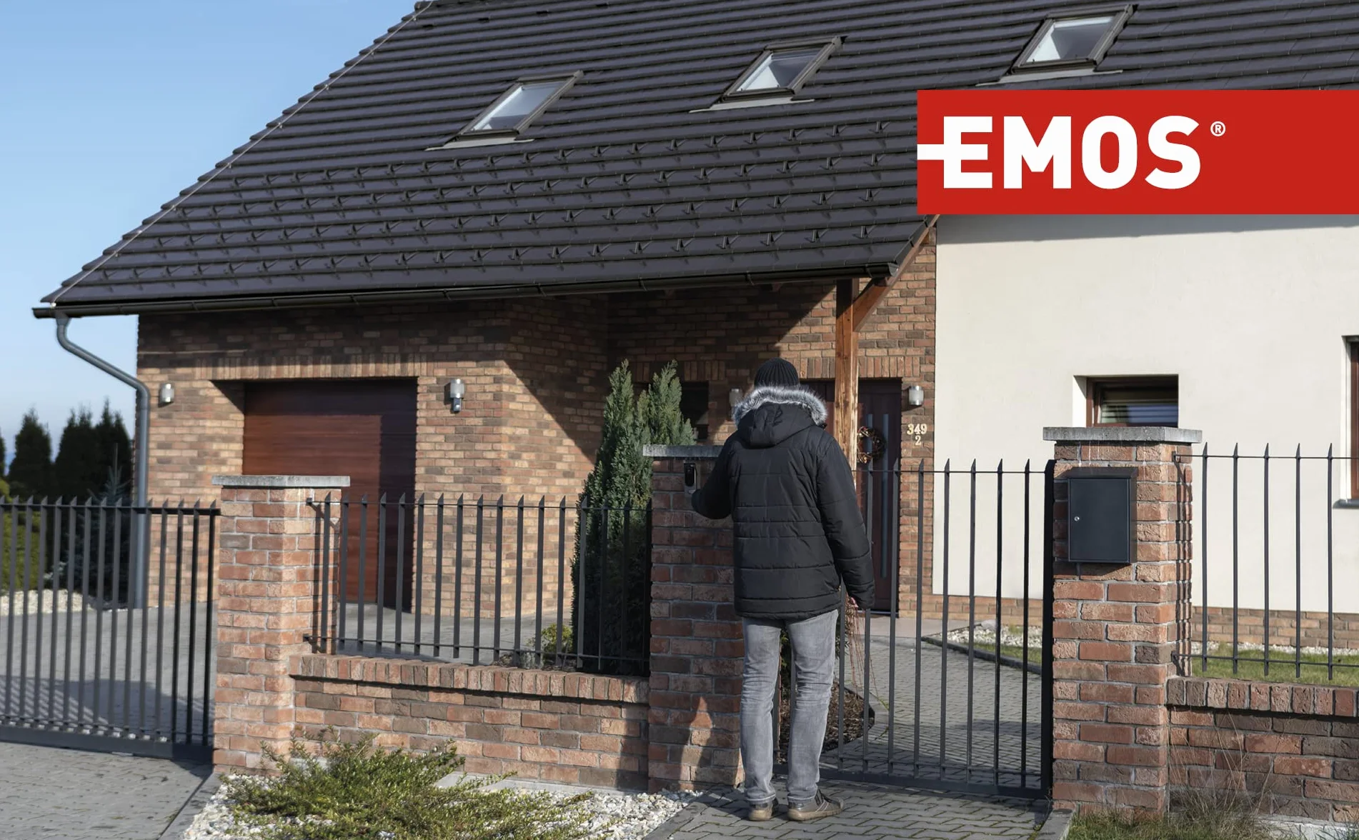 EMOS Wodoszczelny przełącznik dzwonka z kołyską, szaro-czarny, 250 V~/10 AX, tworzywo sztuczne, natynkowy do montażu na ścianie, klasa ochrony IP54 do użytku na zewnątrz