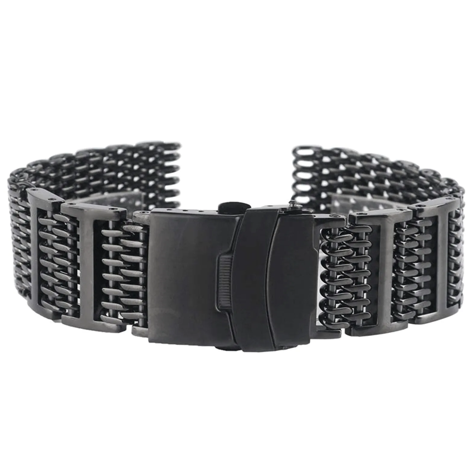 20/22/24mm Mesh Pasek ze stali nierdzewnej Czarny pasek do zegarka Wymiana bransoletki (szerokość pasma: 20mm)