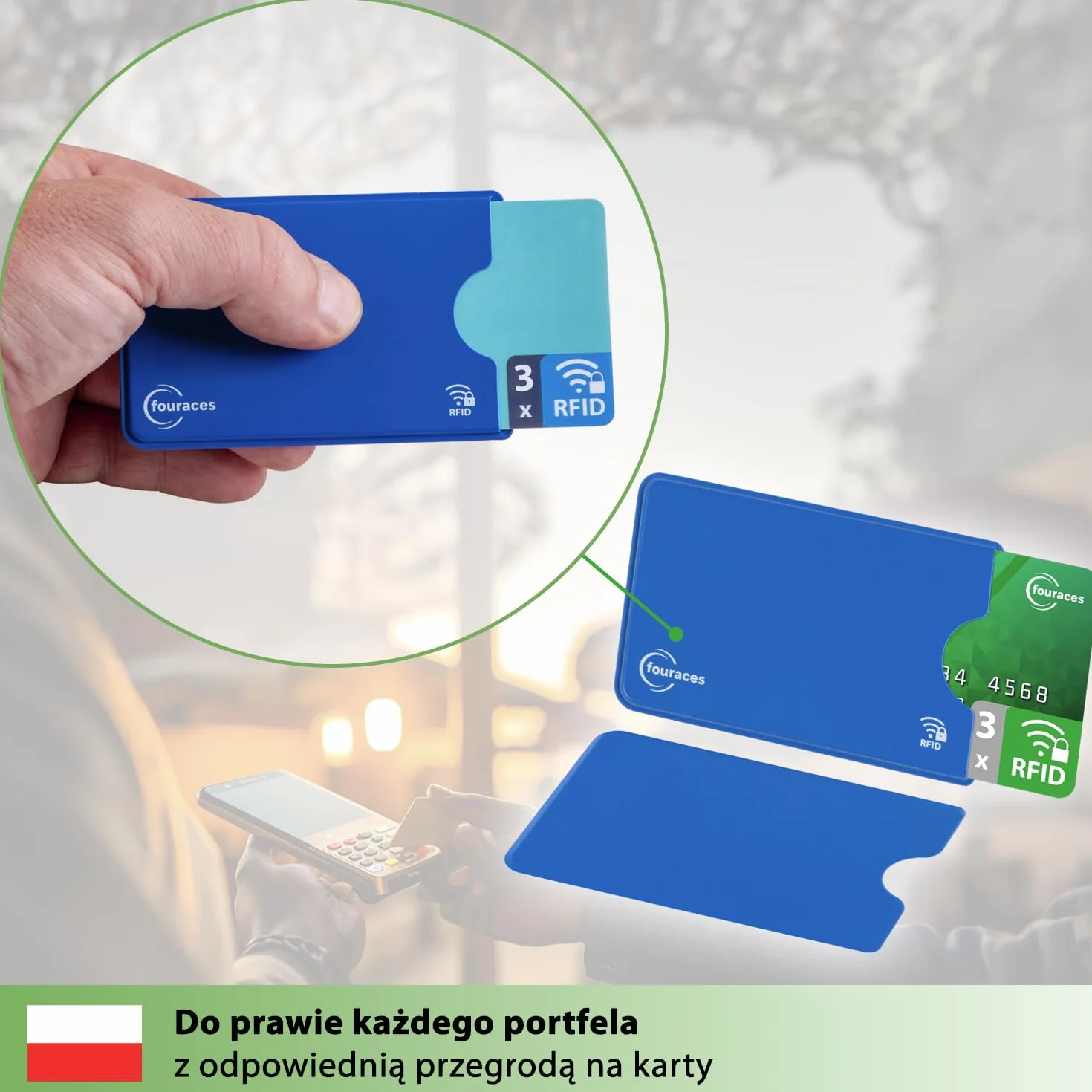 fouraces 3x etui ochronne z blokadą RFID – różne kolory – zabezpieczenie przed kradzieżą danych – etui NFC – etui na karty kredytowe i karty EC, etui na karty EC na karty bankowe