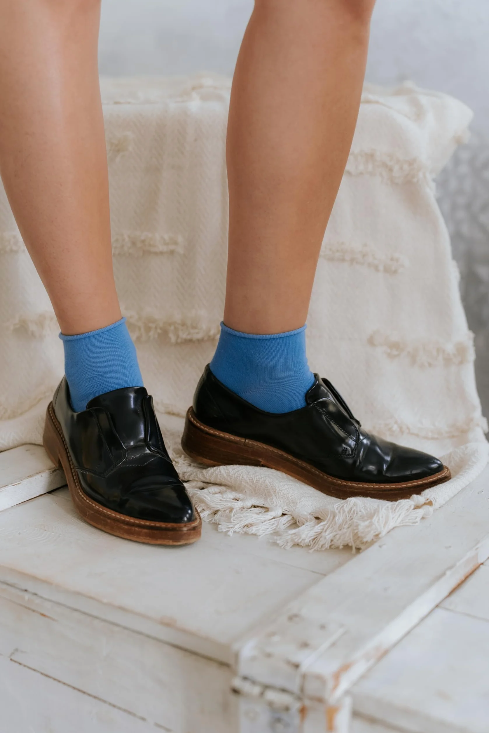 Rainbow Socks - Damskie bawełniane wygodne skarpety do kostek - beżowe, niebieskie, miętowe skarpety - 3 lub 5 par, 3 x niebieski, 36-38 EU