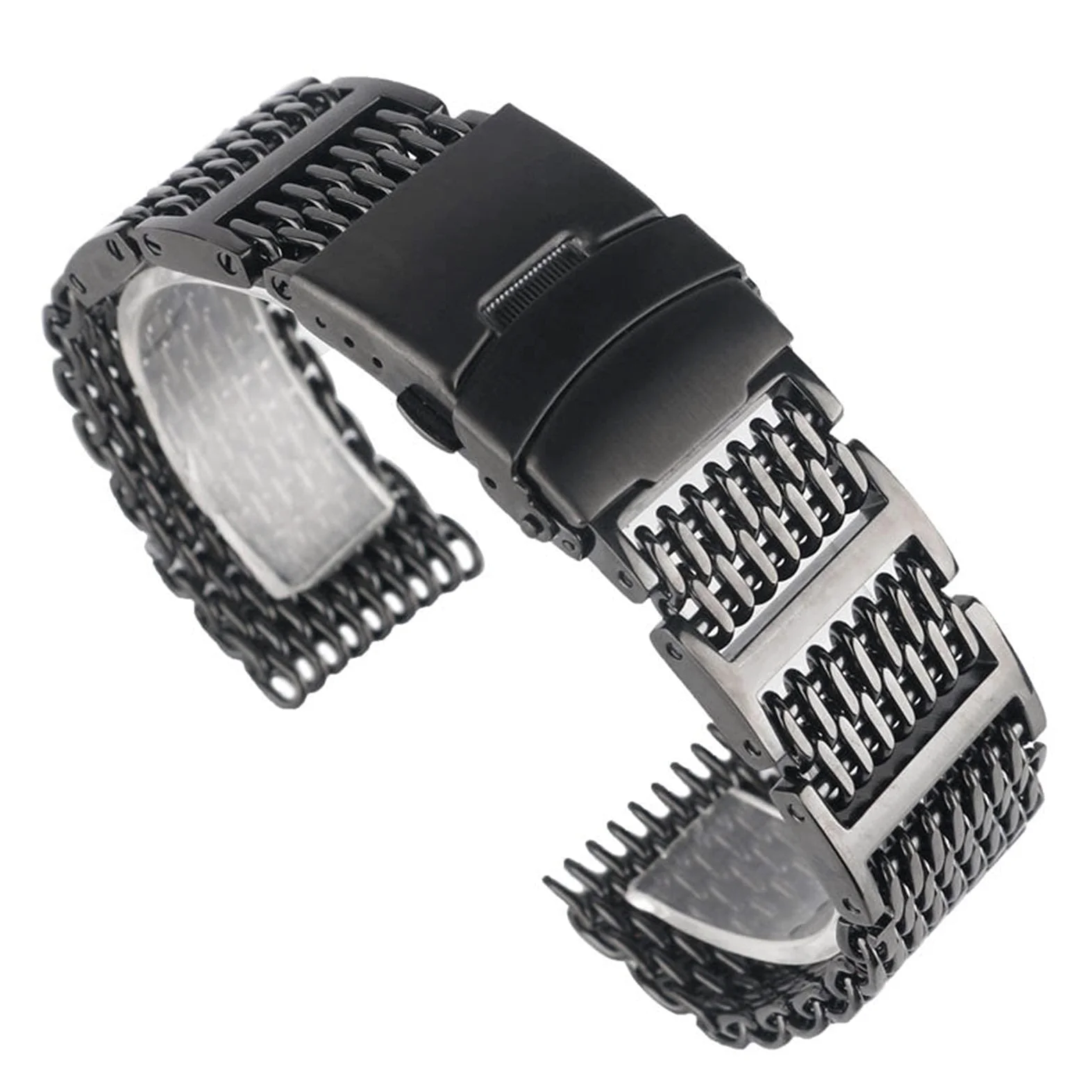 20/22/24mm Mesh Pasek ze stali nierdzewnej Czarny pasek do zegarka Wymiana bransoletki (szerokość pasma: 20mm)