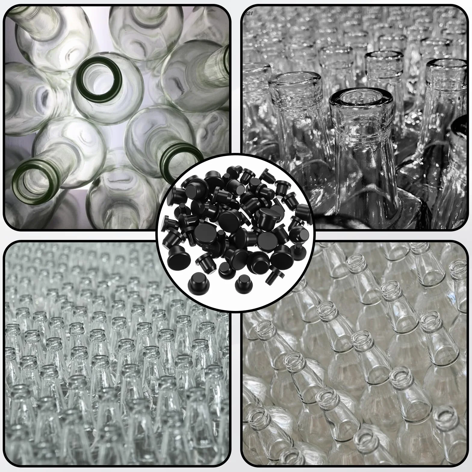 60 sztuk gumowych zatyczek okrągłych, 6 rozmiarów, wodoszczelne silikonowe zatyczki do otworów, 4 mm/5,5 mm / 6,5 mm / 7,5 mm / 8,5 mm / 9,5 mm, zaślepki do butelek, rur, mebli (czarne)