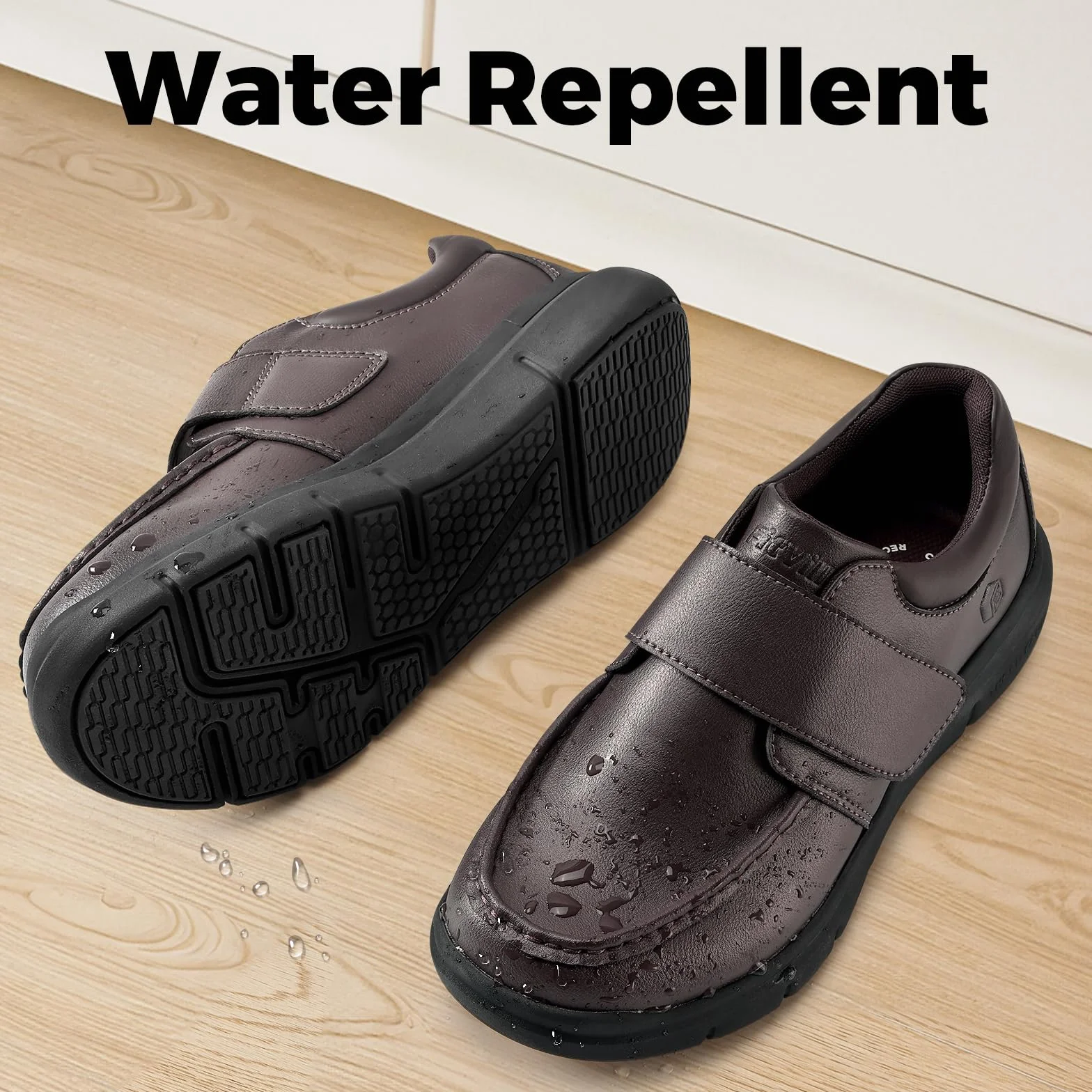 FitVille Diabetic Shoes Męskie bardzo szerokie skórzane buty ortopedyczne z regulowanymi kapciami na rzepy Wygodne codzienne buty do chodzenia dla opuchniętych stóp