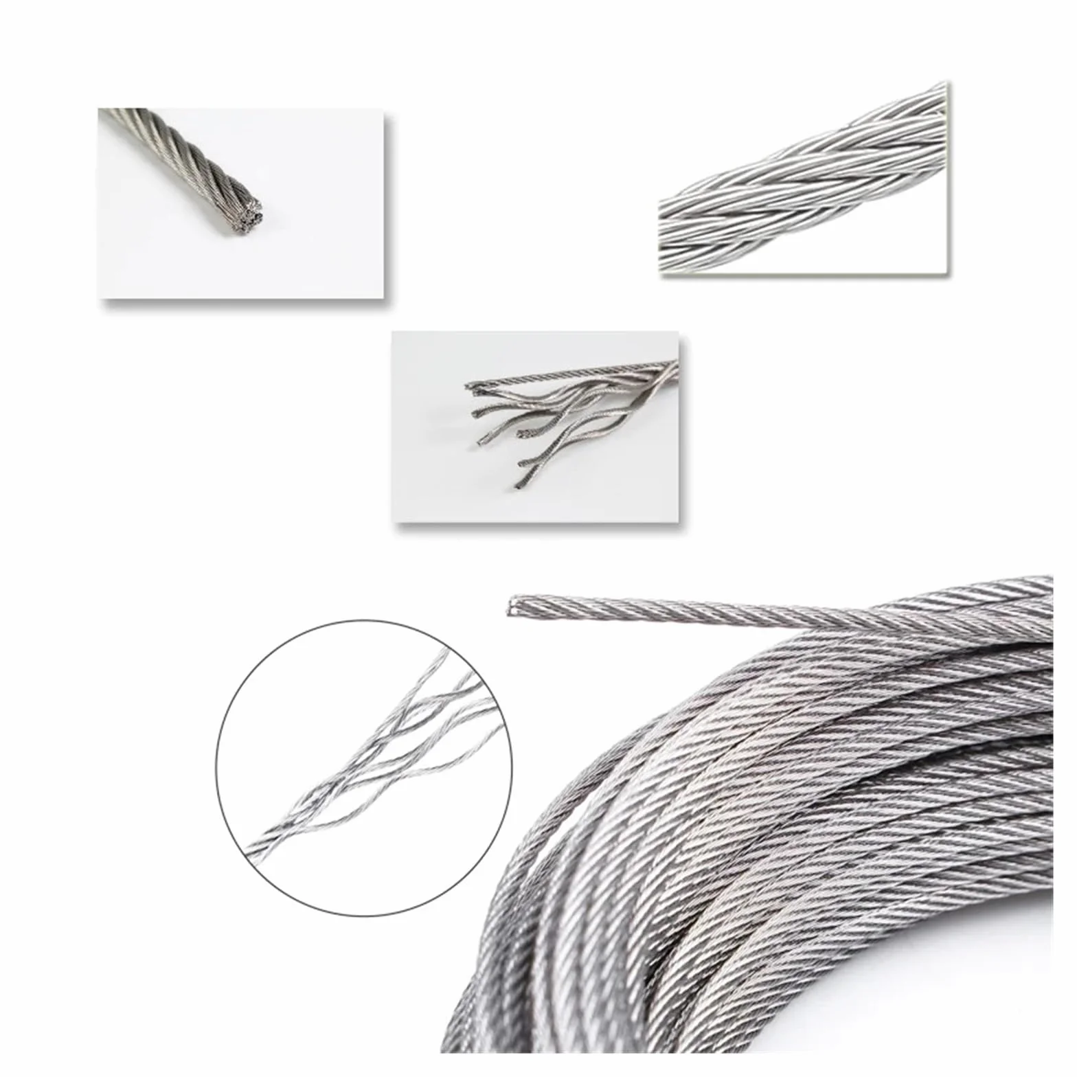 Stainless Steel Wire,Heavy Duty 10M/5M 0.5-3mm Diameter 7X7 Structure 304 Stainless Steel Wire Rope Thin Cable Softer Fishing Lifting Cable(0.5mmx10M)