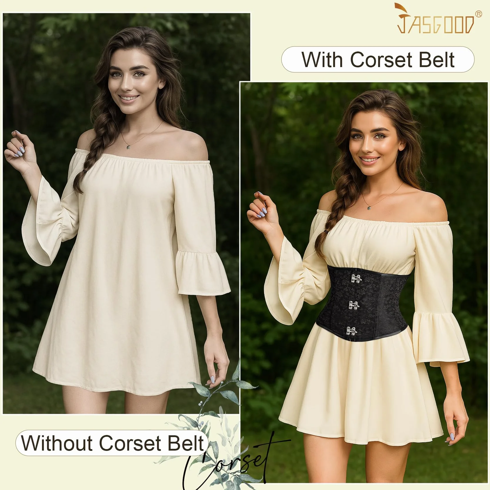 JasGood Gorset damski pod biustem w stylu gotyckim vintage