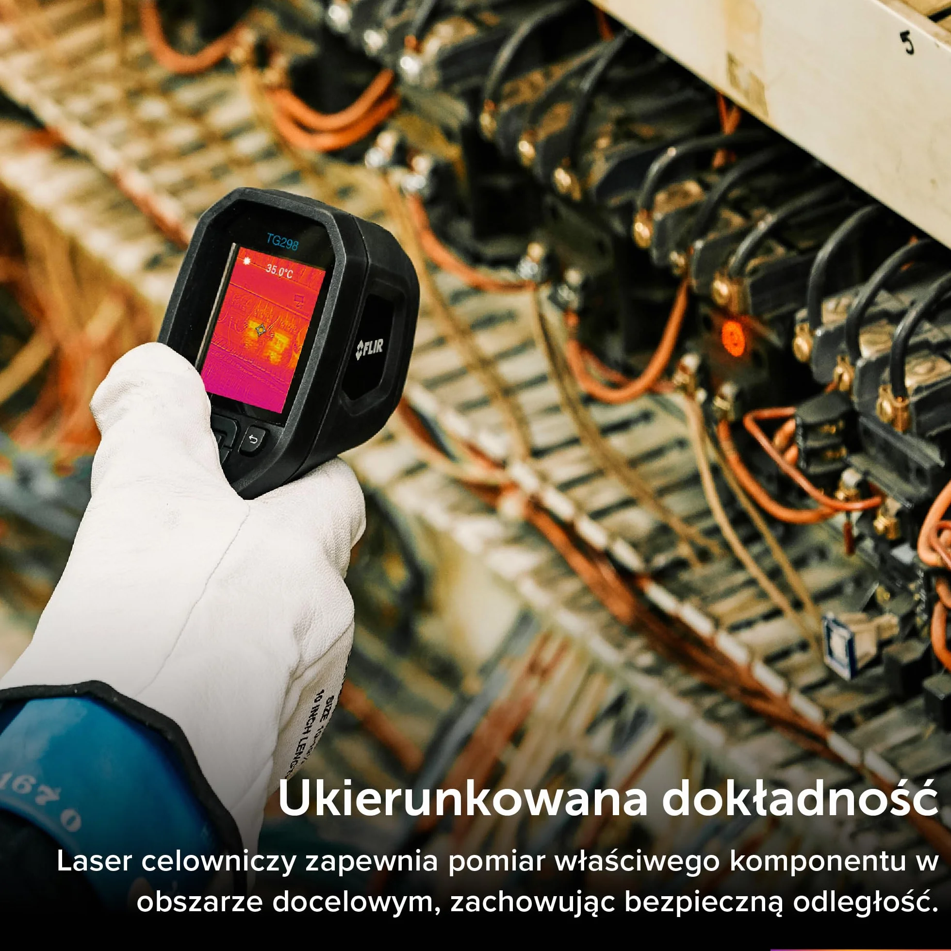 FLIR TG298 Kamera termowizyjna z wysoką temperaturą, punktową podczerwienią o superrozdzielczości 320x240 (natywna IR 160x120) i laserem Bullseye: przemysłowa kamera punktowa na podczerwień