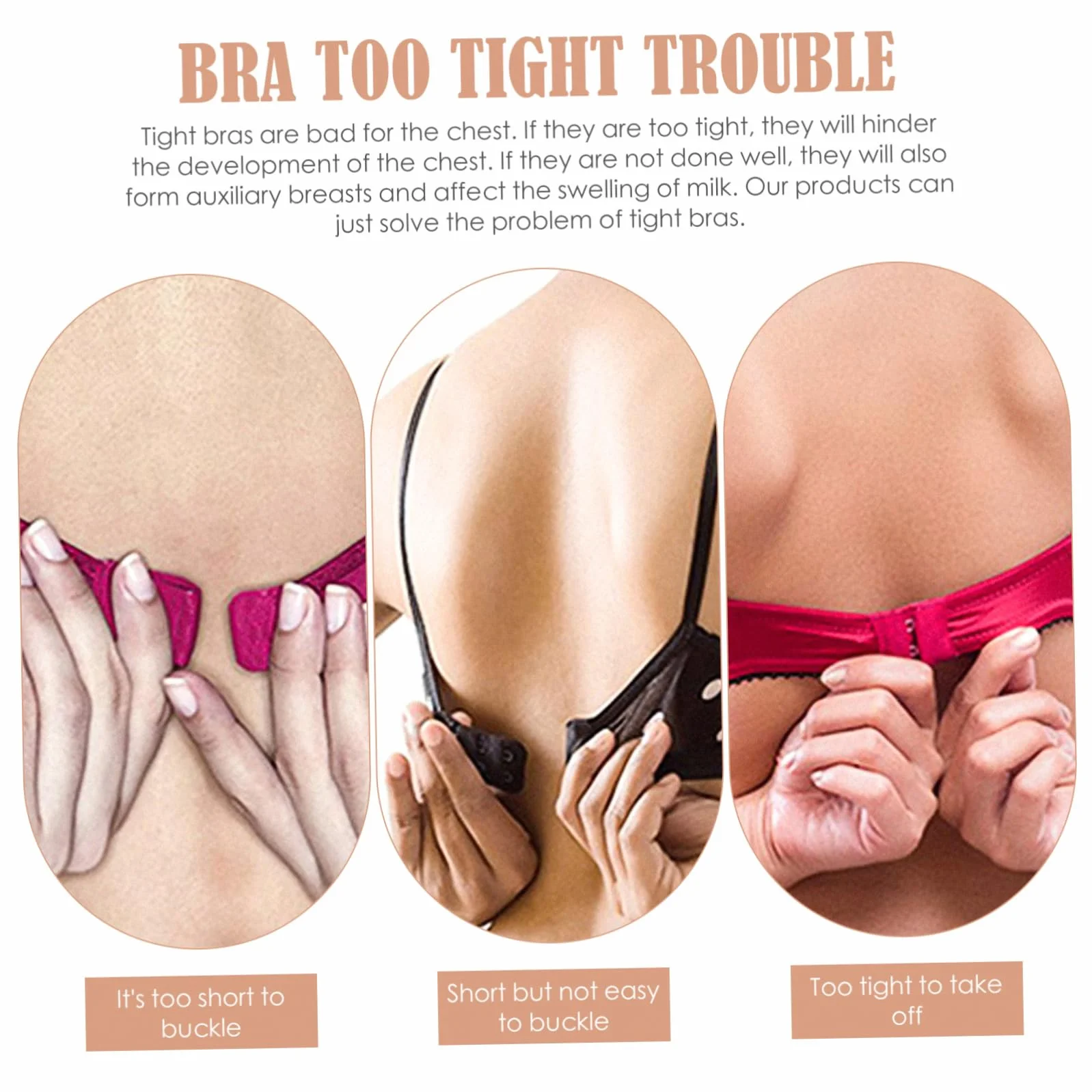 BESTYASH Zestaw Biustonoszy Essential Bra Kit 10 Szt Przedłużki Damskie Wąskie 3 Rzędy 2 Guziki Ułatwiające Dopasowanie Biustonosza