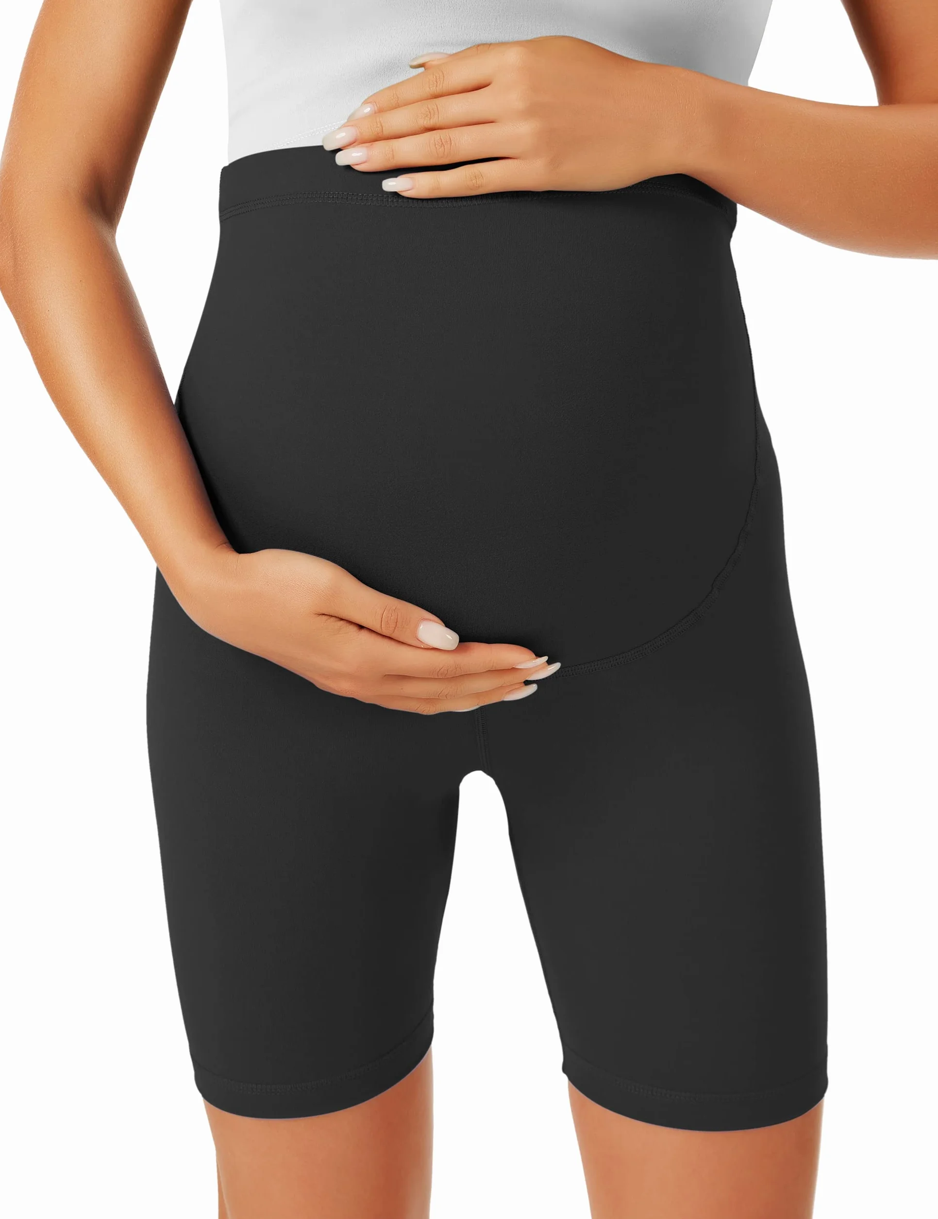 BAYDI Creamlush krótkie legginsy ciążowe oddychające regulowanym ściągaczem do jogi