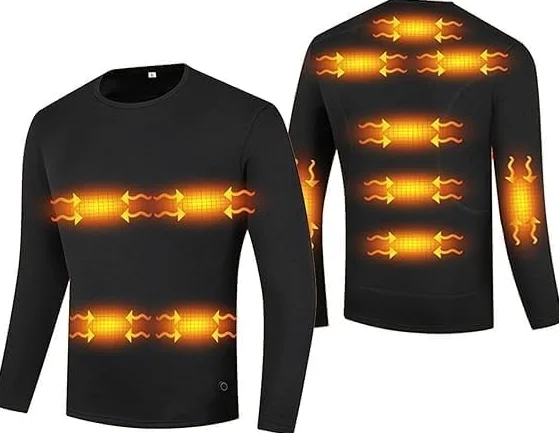 Podgrzewana Bielizna Termiczna Zestaw Bielizny Termicznej Usb Elektryczny Elektryczny Komplet Bielizny Z Polarowymi Legginsami, Shirt, XXL