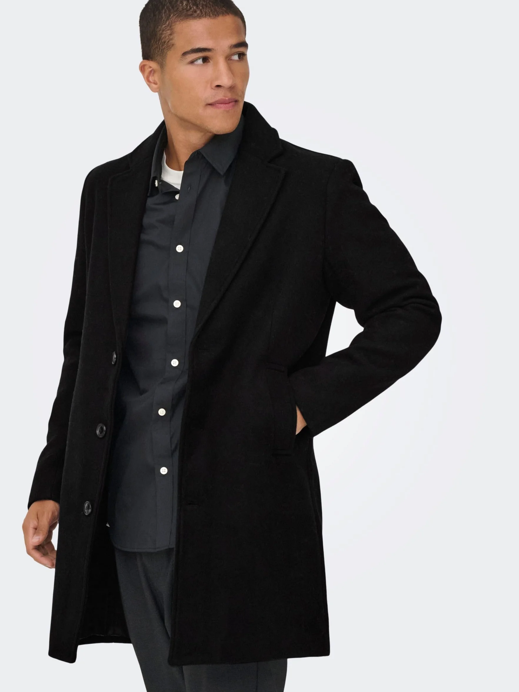 ONLY & SONS Onsmatthew Wool Coat OTW Noos męski płaszcz, czarny, M