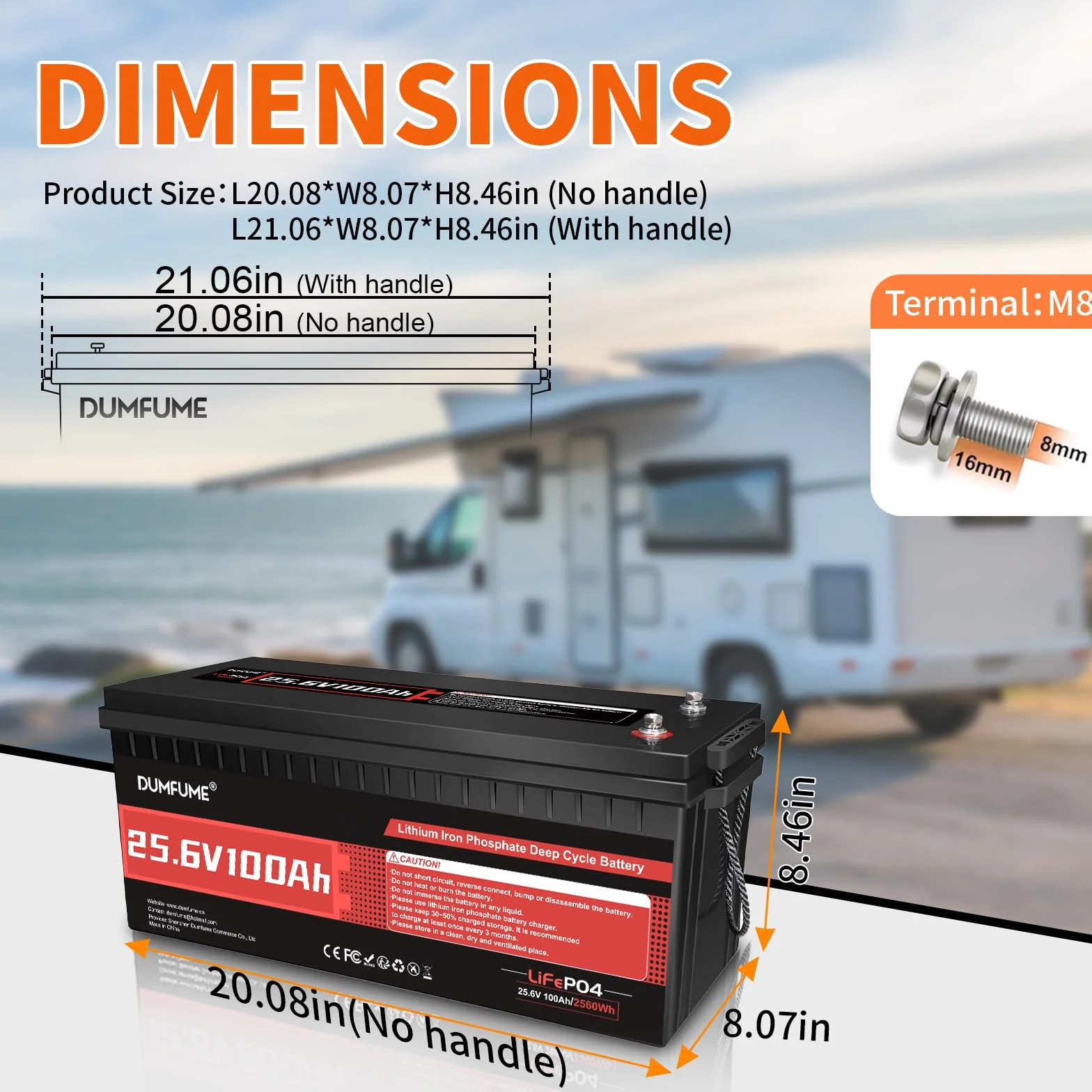 24V 100Ah Bateria Litowa LiFePO4, Wbudowany BMS 100A, Moc 2560W, do 15000 Cykli, Idealna do Kampera, Fotowoltaiki, Systemów Off-Grid