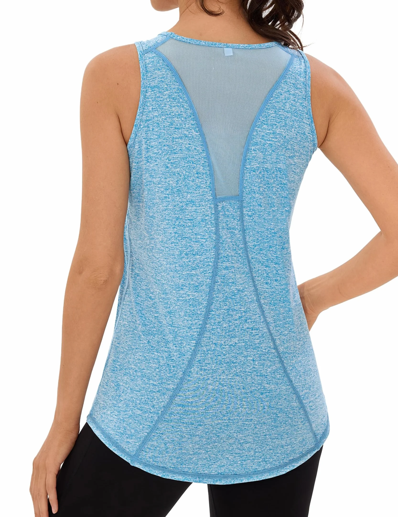 Damska koszulka sportowa bez rękawów lekka, siateczkowa koszulka z okrągłym dekoltem koszulka do jogi do biegania fitness Tank Top