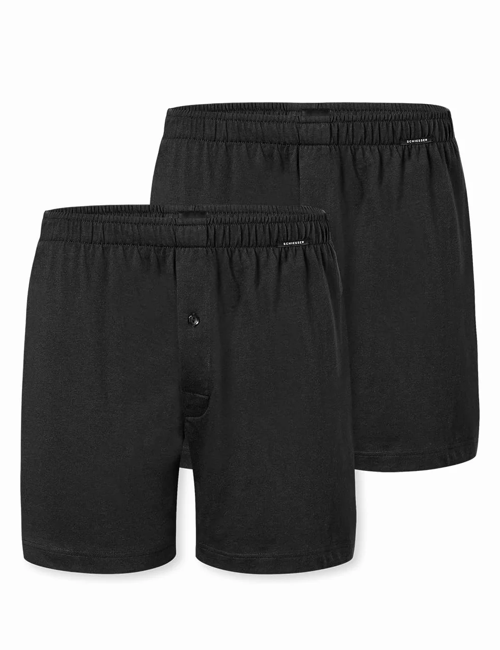 Schiesser - Single-Jersey bokserki męskie – 100% bawełna, luźne dopasowanie, funkcjonalna listwa guzikowa, Czarny_182426, 8