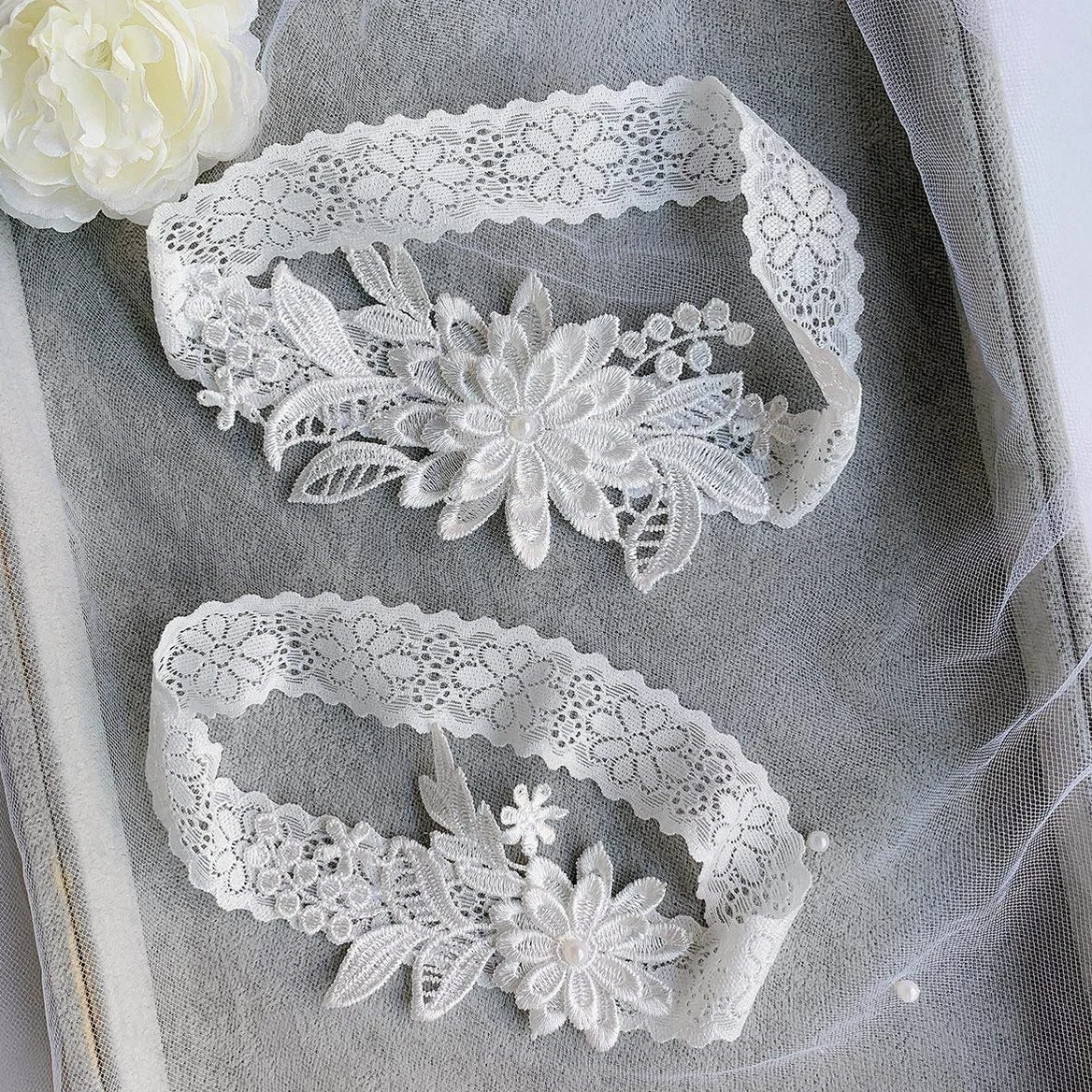 Pas Panna Młoda Podwiązka Elegancka Elastyczna Koronka Noga Zespół Ozdoby Accessary Udo Pierścień Pas Do Pończoch Zestaw Wedding Bridal Shower Party Dobrodziejstw