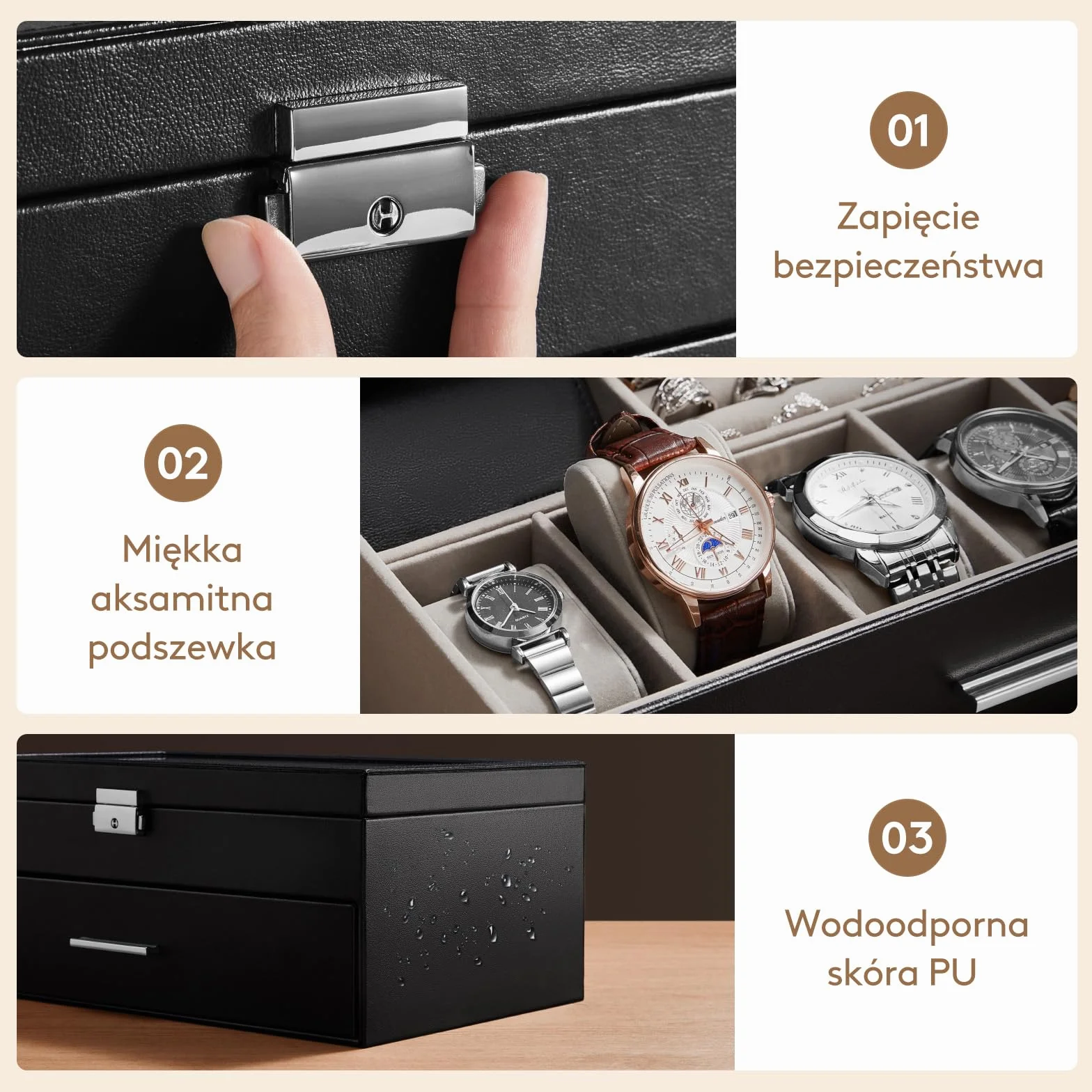Lifewit 2-Warstwowy Organizer na Okulary Przeciwsłoneczne ze Szklaną Pokrywką, 6 Miejsc na Okulary i Zegarki, Czarny