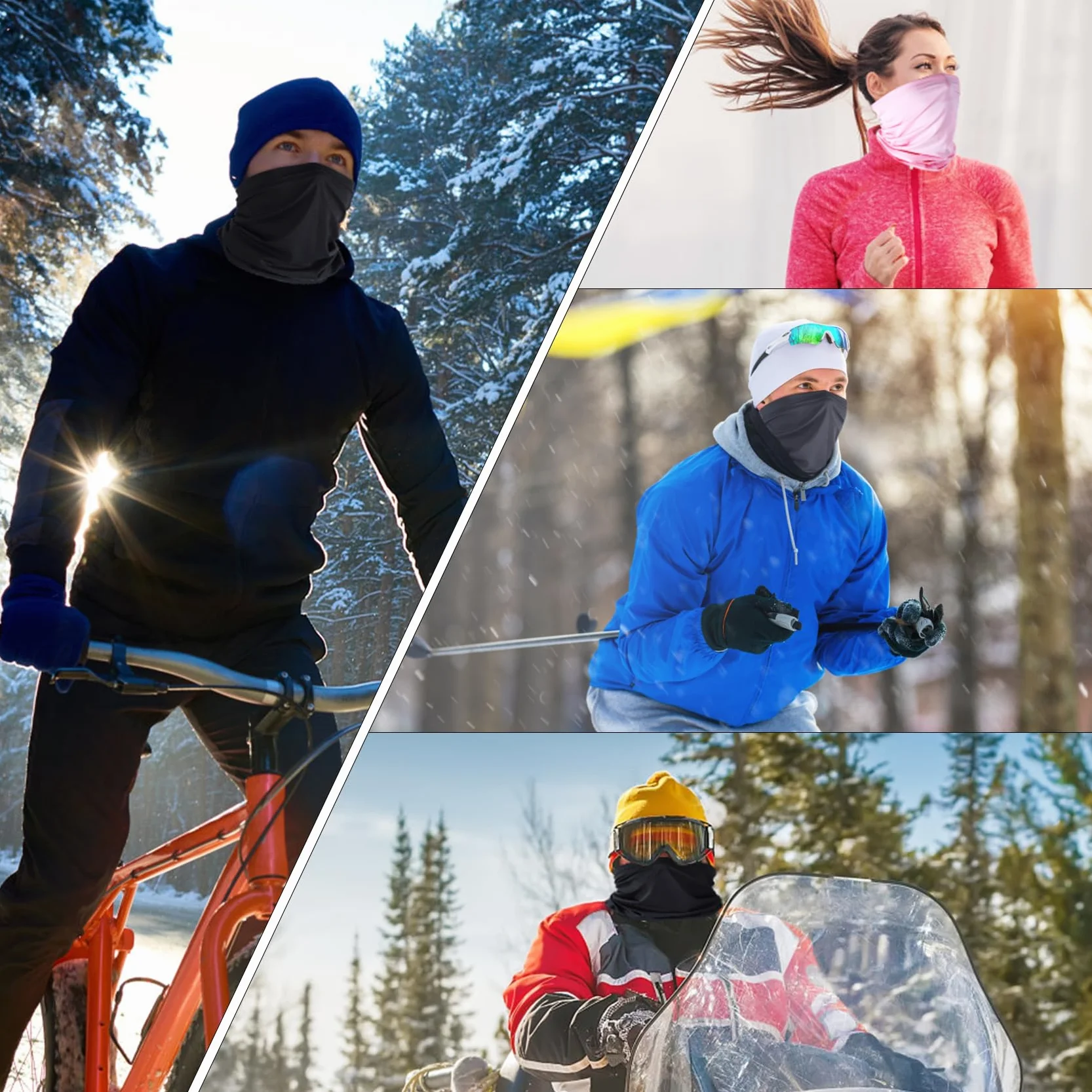 Chusta wielofunkcyjna, bandana, 2 sztuki, chusta na szyję, męska i damska, sportowa, wielofunkcyjna, oddychająca, wiatroszczelna, do jazdy na motocyklu, biegania, wędrówek, jazdy na rowerze (Czarny)