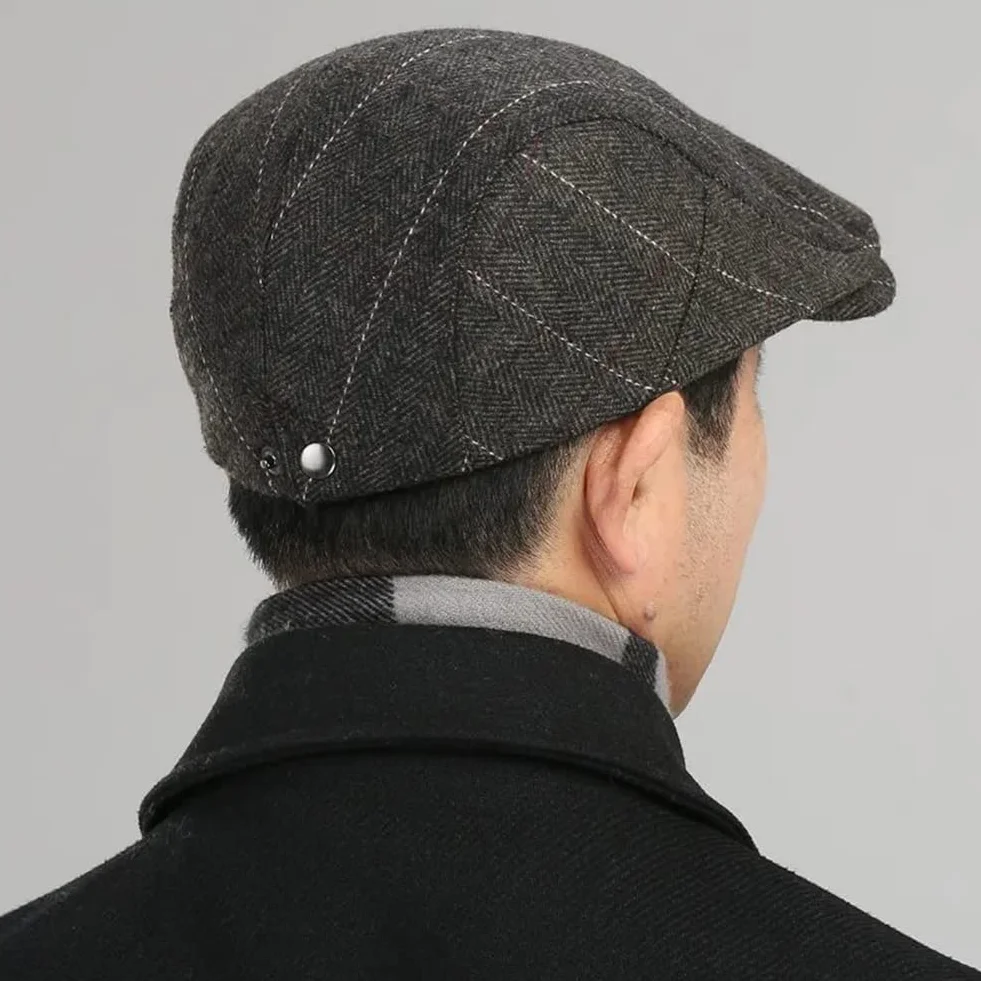 Inlefen Męskie Tweed Płaskie Czapki, Regulowane Berety Płaskie Czapki Newsboy Czapki Myśliwskie dla Mężczyzn, Polowanie Płaskie Czapki, Kaczorka Kapelusz