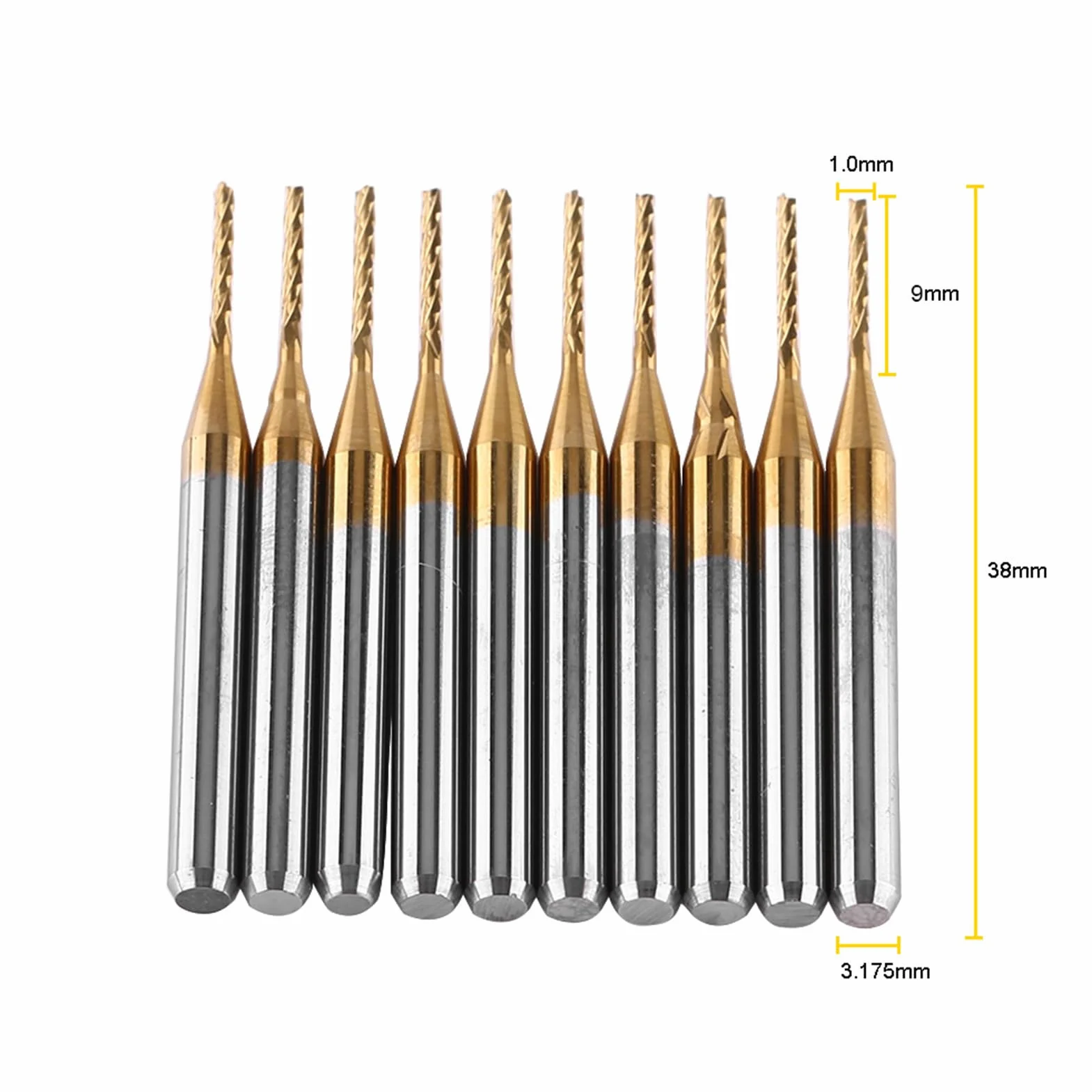 10 sztuk wolframu PCB zestawy frezów trzpieniowych 1mm Cnc Fraeser frez trzpieniowy 1mm węglika CNC Router wiertła do frezowania trzpieniowego wiertła do otworów narzędzie 3.175mm X 1mm