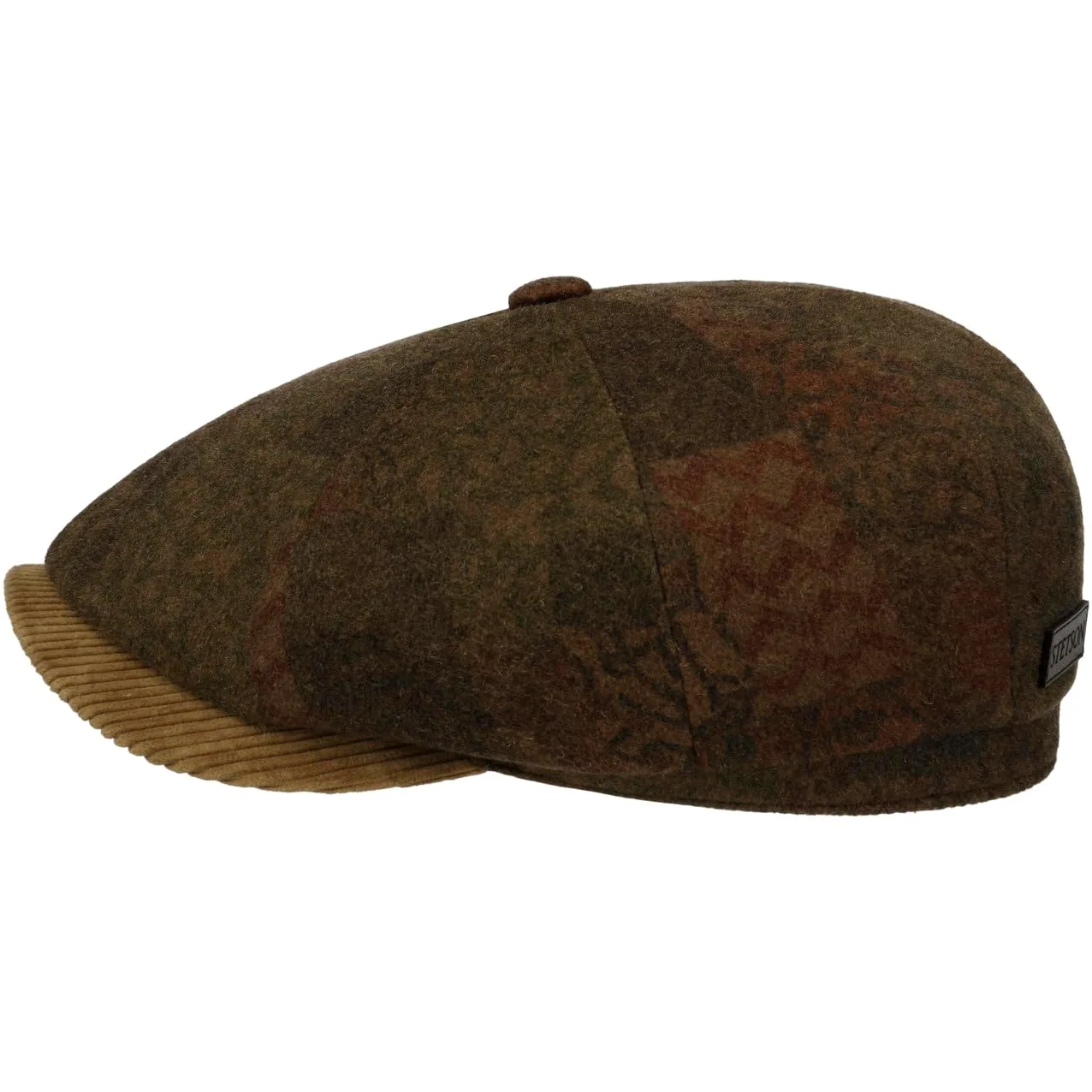 Stetson Hatteras Dark Paisley płaska czapka z daszkiem, męska czapka balonowa, wyprodukowana w UE, z daszkiem, jesień-zima, jesień, zima, rozmiar XXL (62-63 cm), brązowa