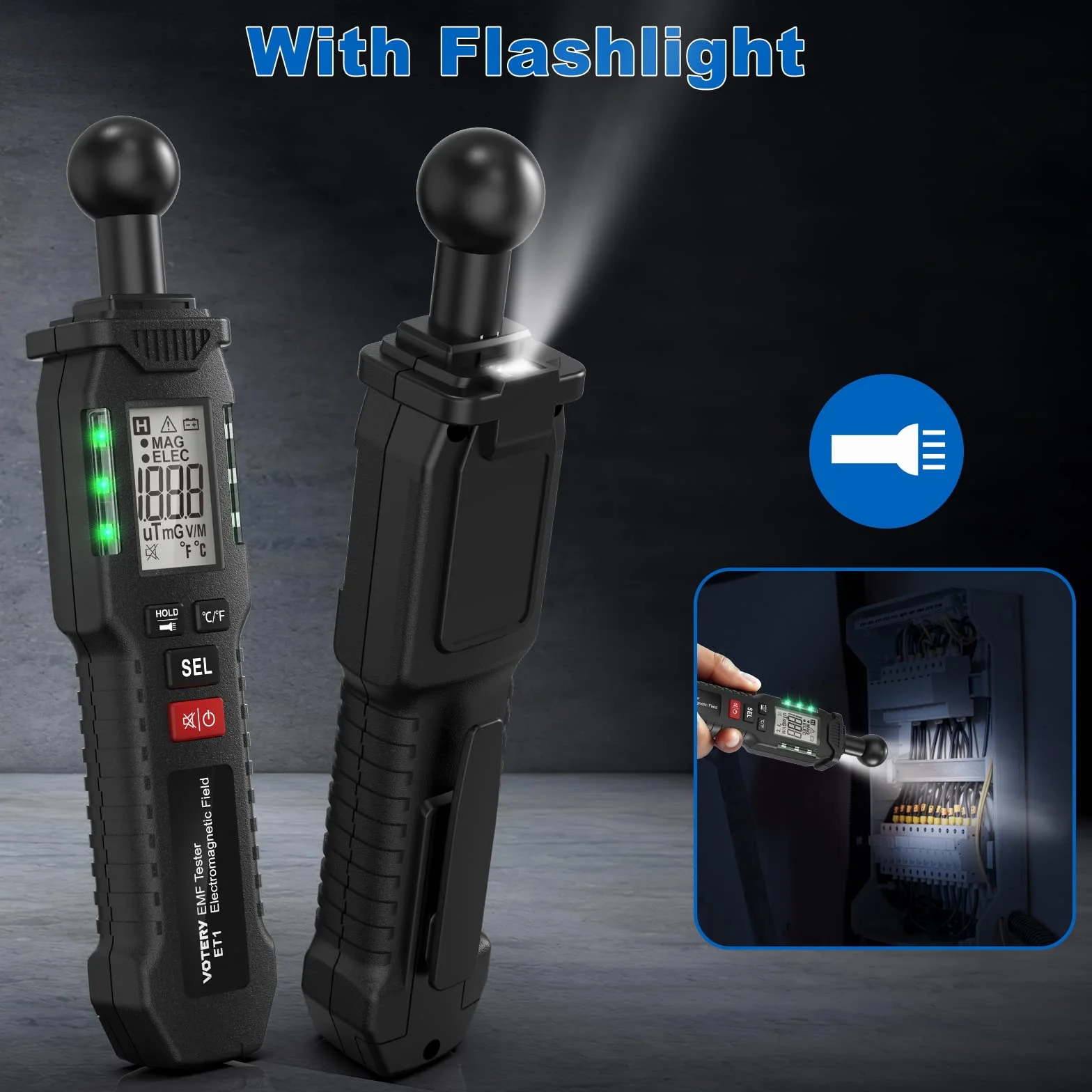 EMF miernik pola magnetycznego, detektor promieniowania, ręczny LCD EMF, odpowiedni do kontroli EMF w domach, biurach, na zewnątrz, elektrowni, pomieszczeniach komputerowych itd.